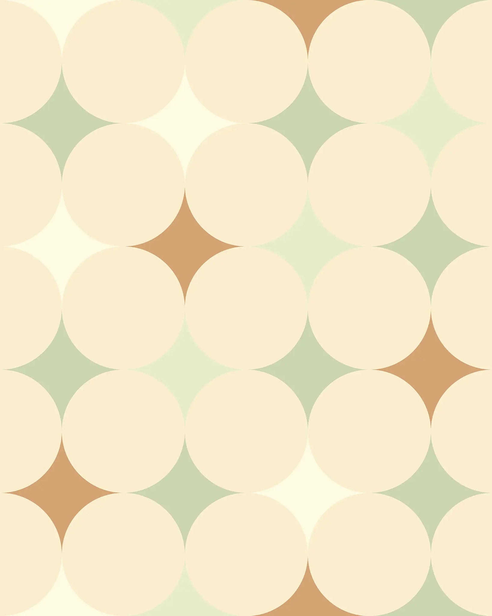 Pattern of beige circles on a green and brown background