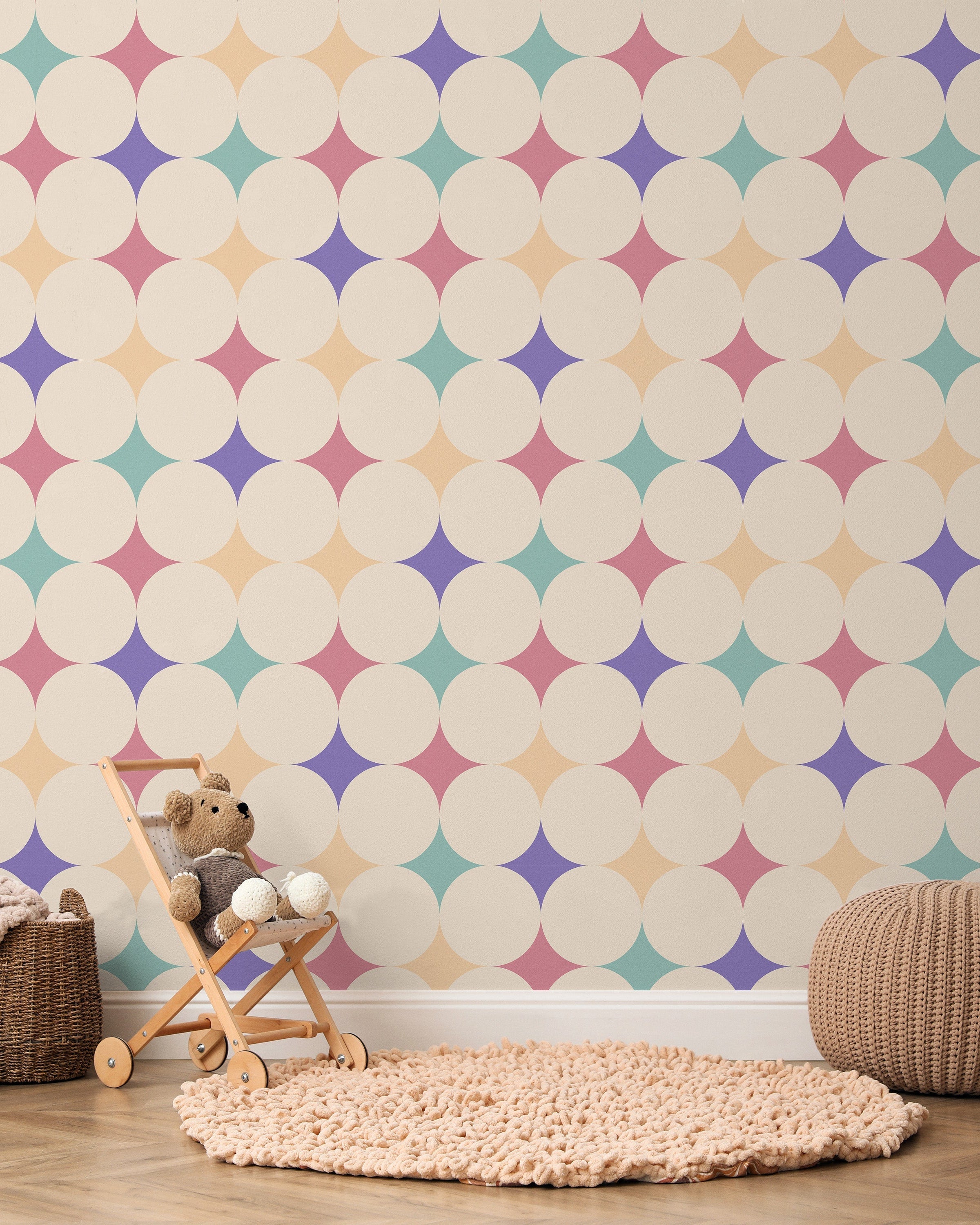 Abstract Bauhaus Peel and Stick Wallpaper, Removable Wallpaper, Traditional Wallpaper - Confetti | DeccoPrint