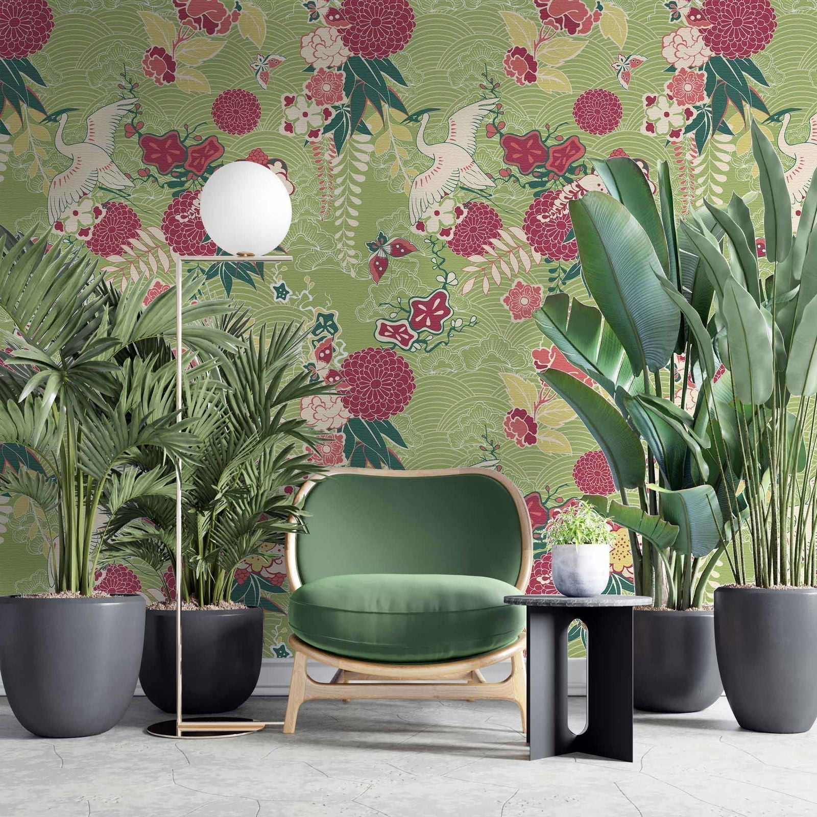 Birds and Flowers Peel and Stick Wallpaper, Removable Wallpaper, Traditional Wallpaper | DeccoPrint