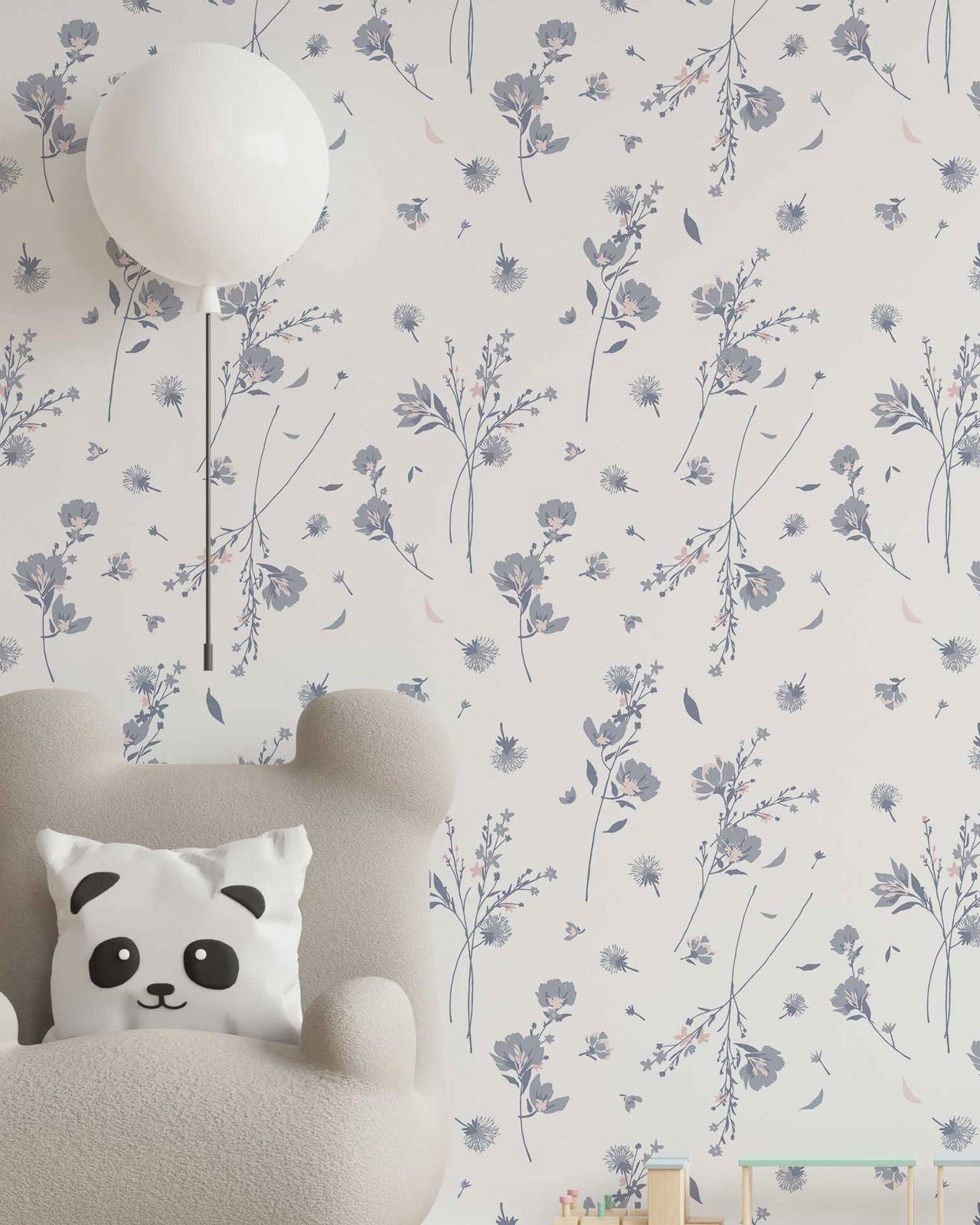 Blue Flowers Peel and Stick Wallpaper, Removable Wallpaper, Traditional Wallpaper | DeccoPrint