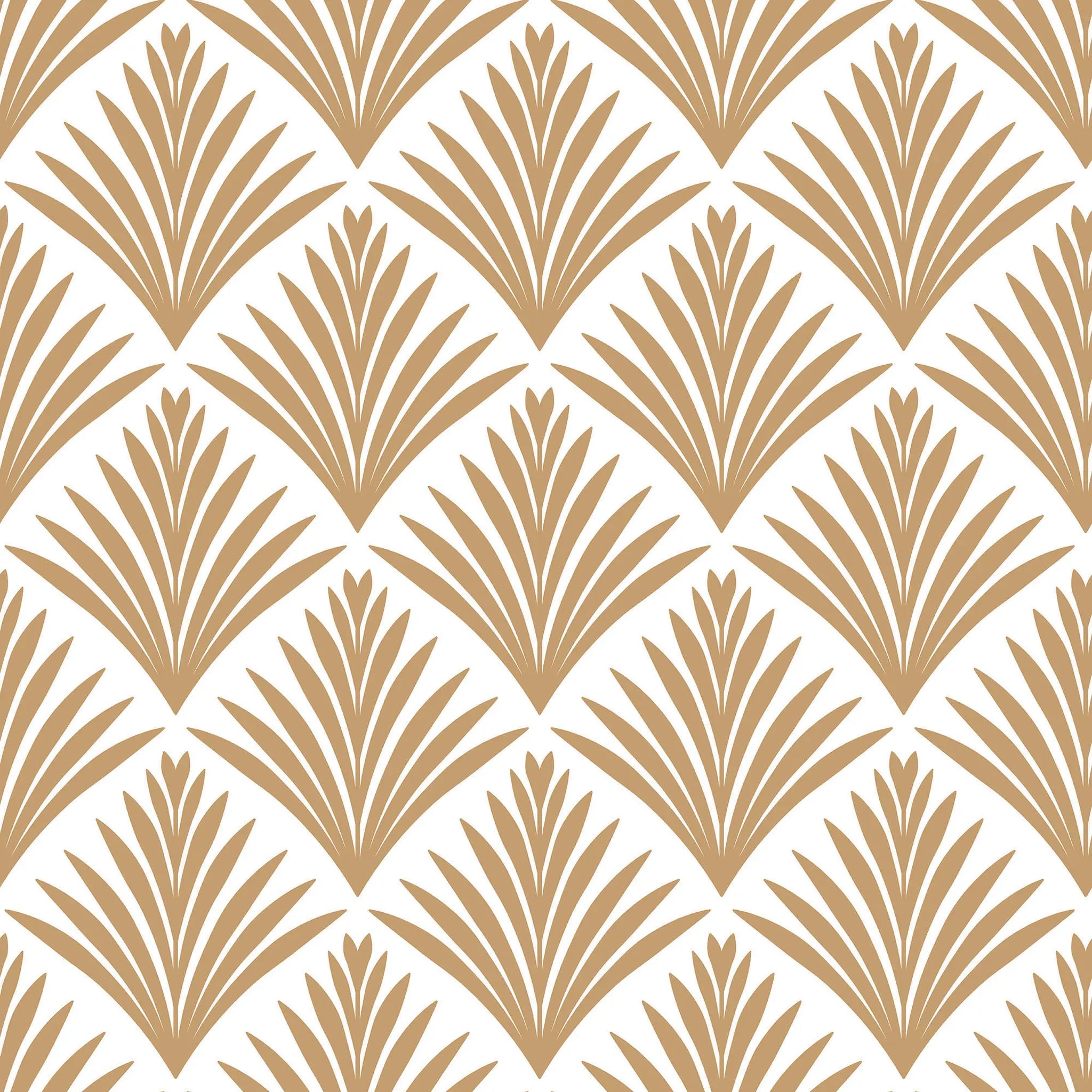 Pattern of gold palm leaves on a white background