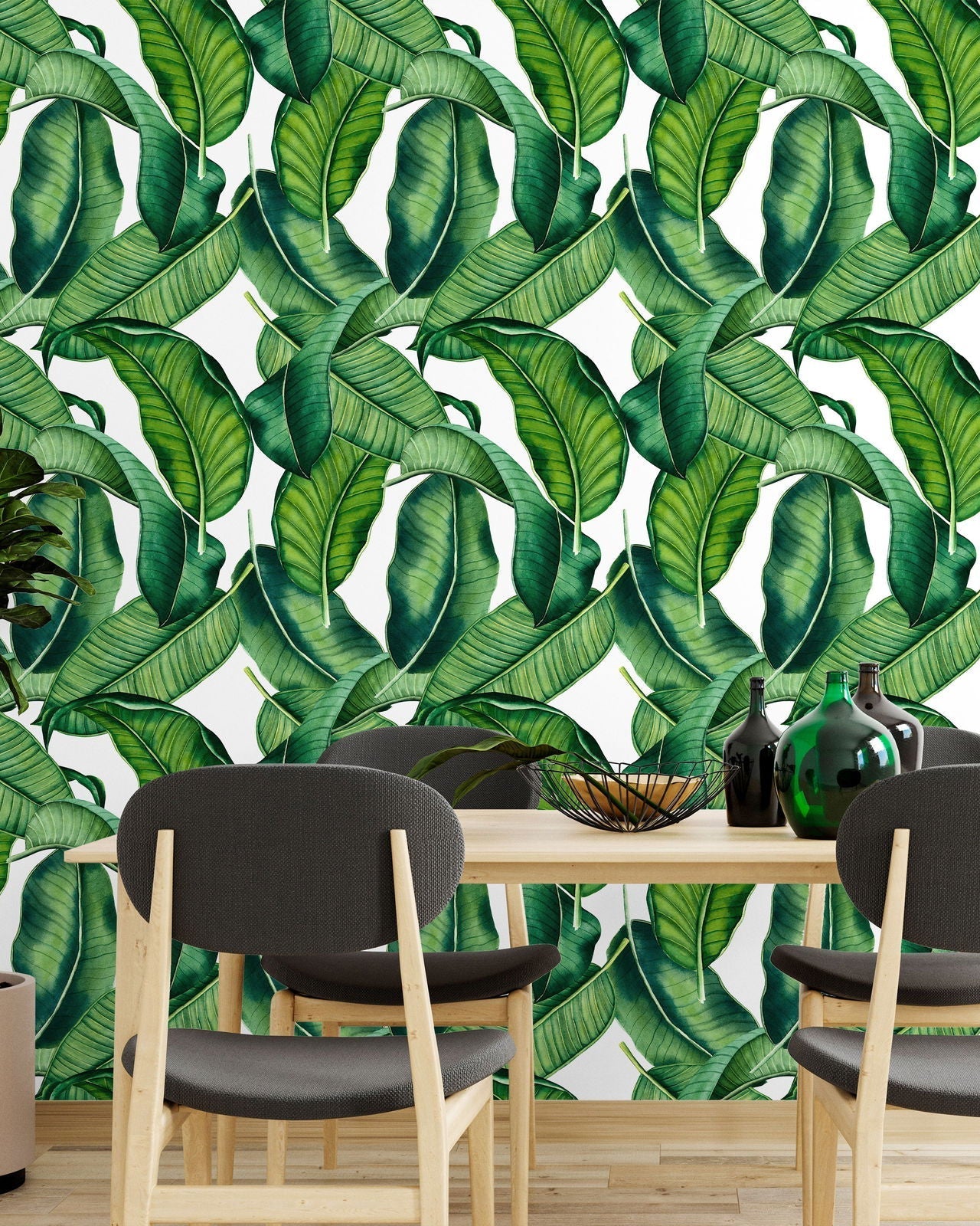 Botanical Leaves Peel and Stick Wallpaper, Removable Wallpaper, Traditional Wallpaper | DeccoPrint