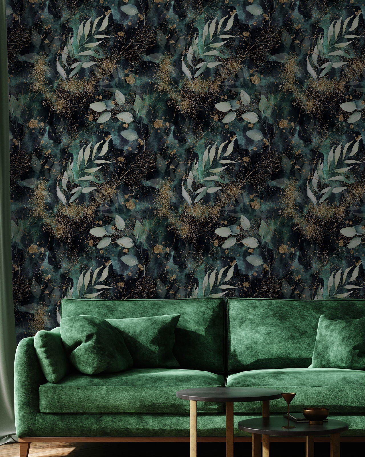 Branch in Gold Peel and Stick Wallpaper, Removable Wallpaper, Traditional Wallpaper | DeccoPrint