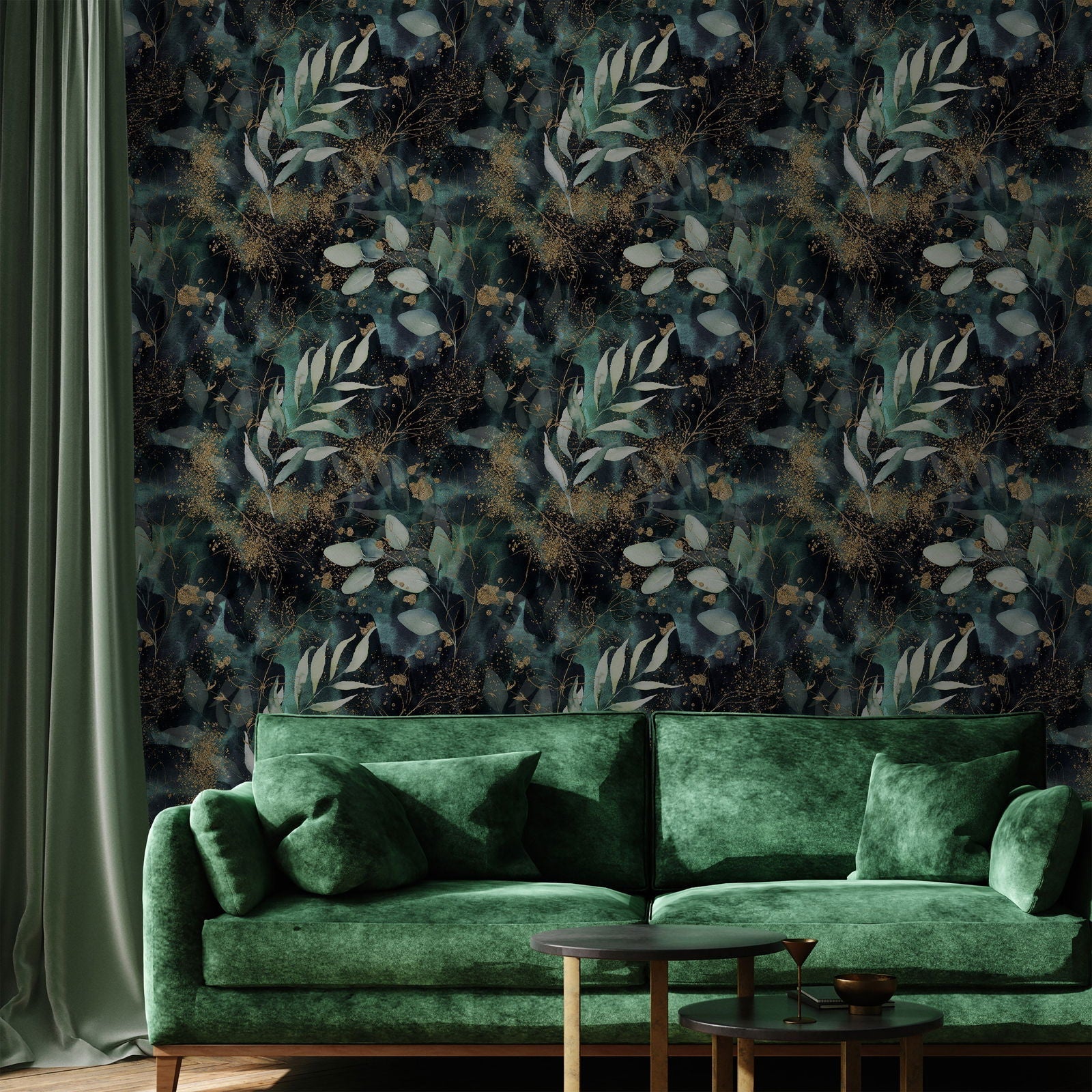 Branch in Gold Peel and Stick Wallpaper, Removable Wallpaper, Traditional Wallpaper | DeccoPrint