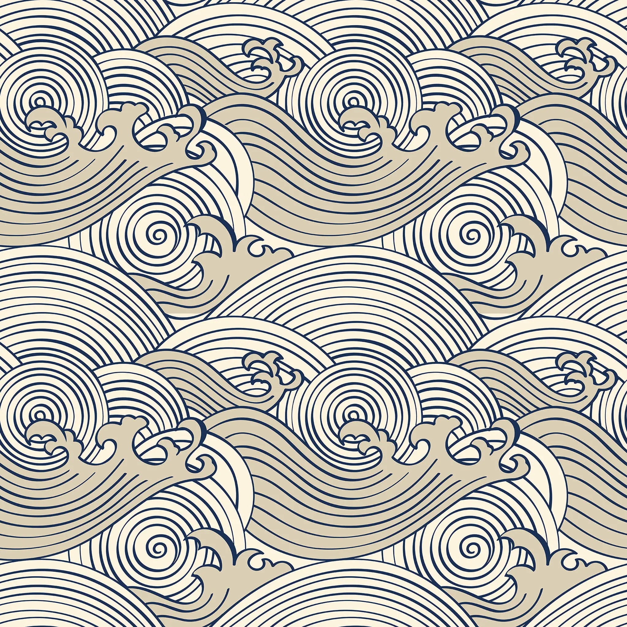 Pattern of stylized waves in beige and brown on a beige background