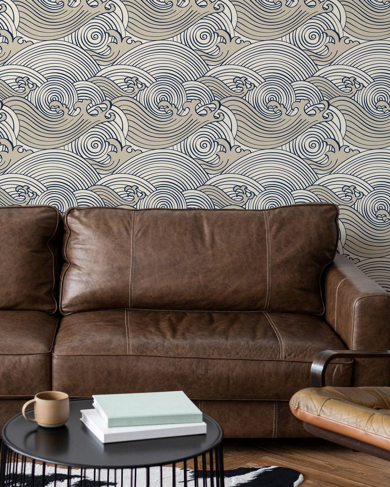 Bright Waves Peel and Stick Wallpaper, Removable Wallpaper, Traditional Wallpaper - Beige | DeccoPrint