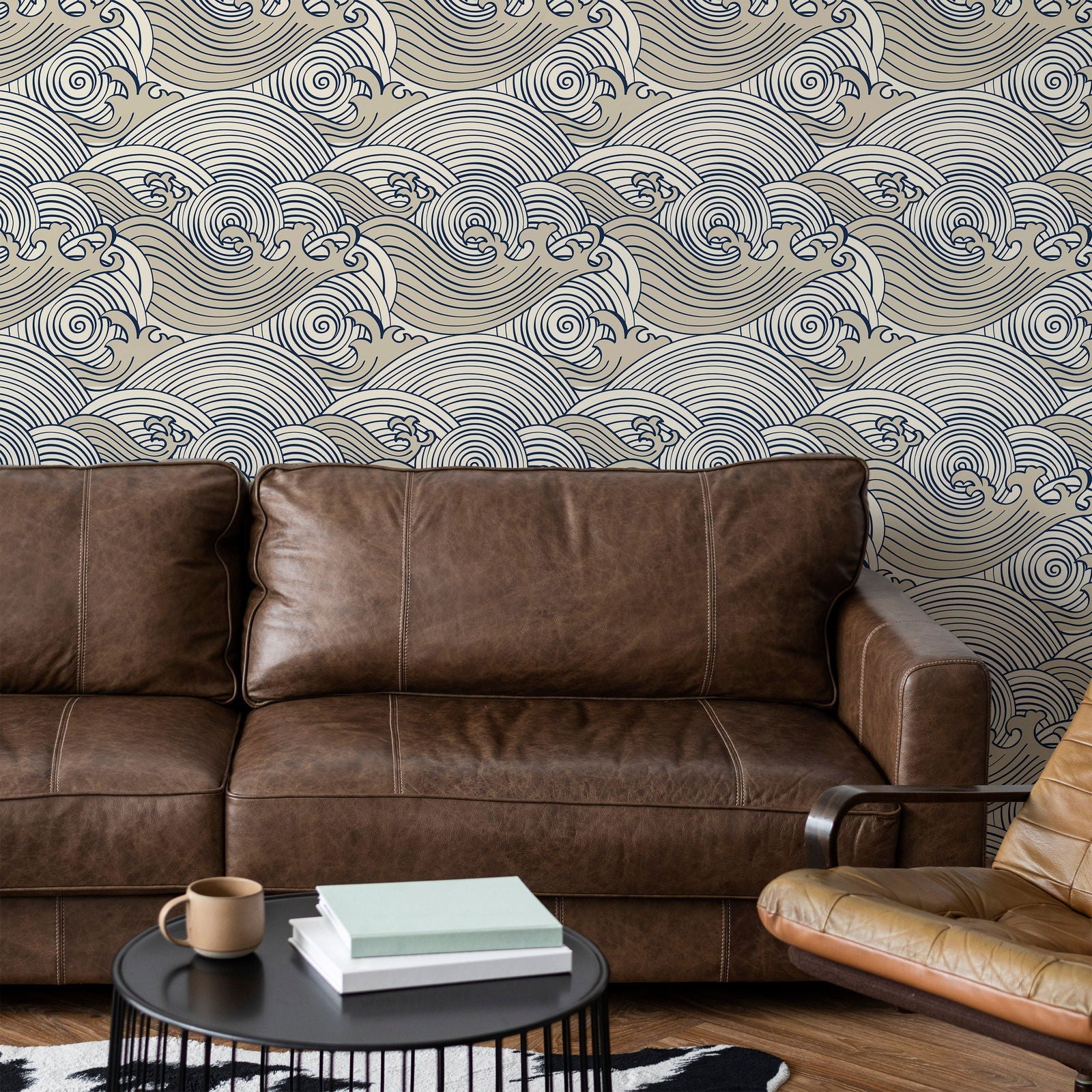 Bright Waves Peel and Stick Wallpaper, Removable Wallpaper, Traditional Wallpaper - Beige | DeccoPrint