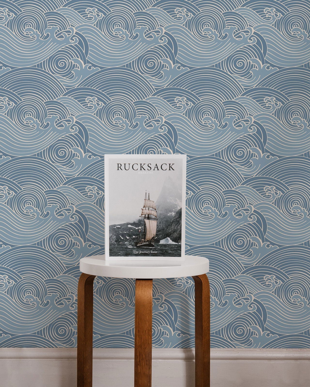 Bright Waves Peel and Stick Wallpaper, Removable Wallpaper, Traditional Wallpaper - Dark Blue | DeccoPrint