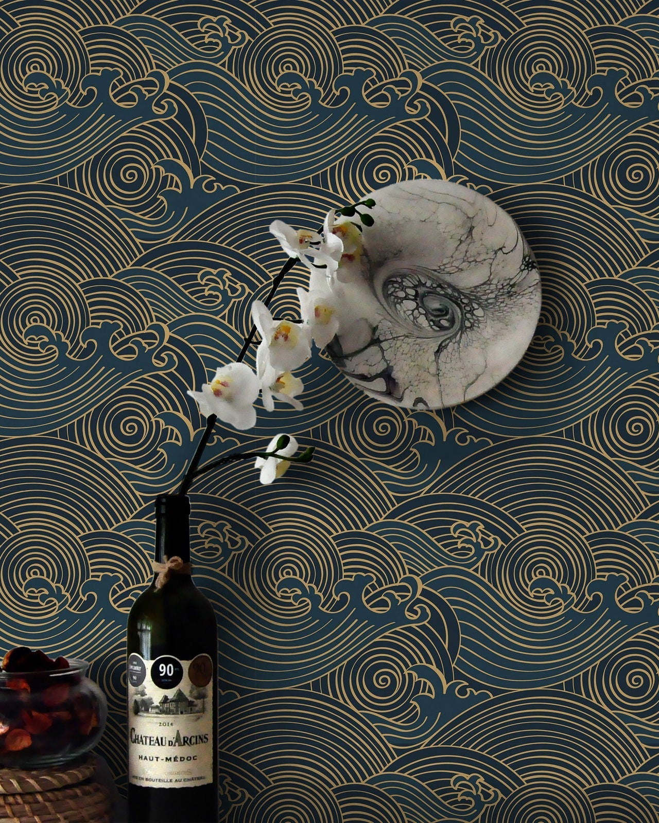 Bright Waves Peel and Stick Wallpaper, Removable Wallpaper, Traditional Wallpaper - Gold | DeccoPrint