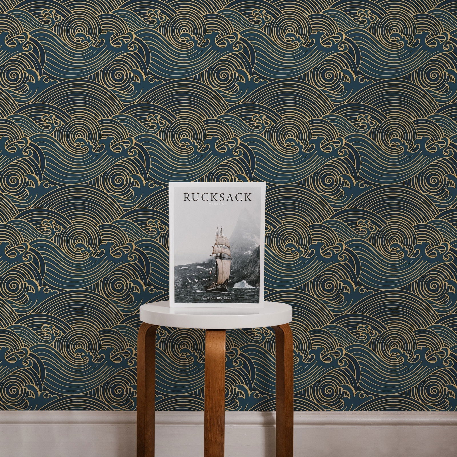 Bright Waves Peel and Stick Wallpaper, Removable Wallpaper, Traditional Wallpaper - Gold | DeccoPrint