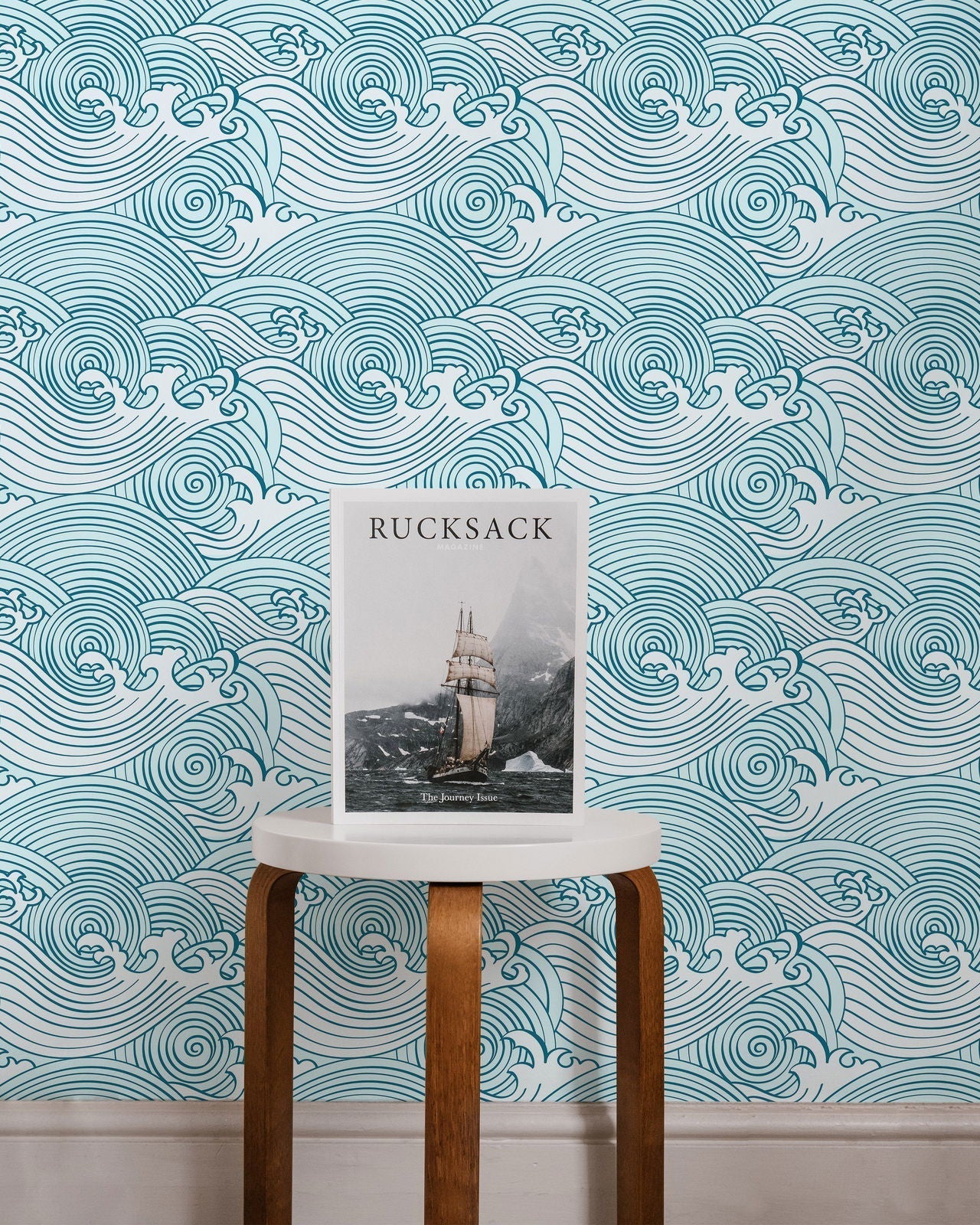 Bright Waves Peel and Stick Wallpaper, Removable Wallpaper, Traditional Wallpaper - Teal | DeccoPrint