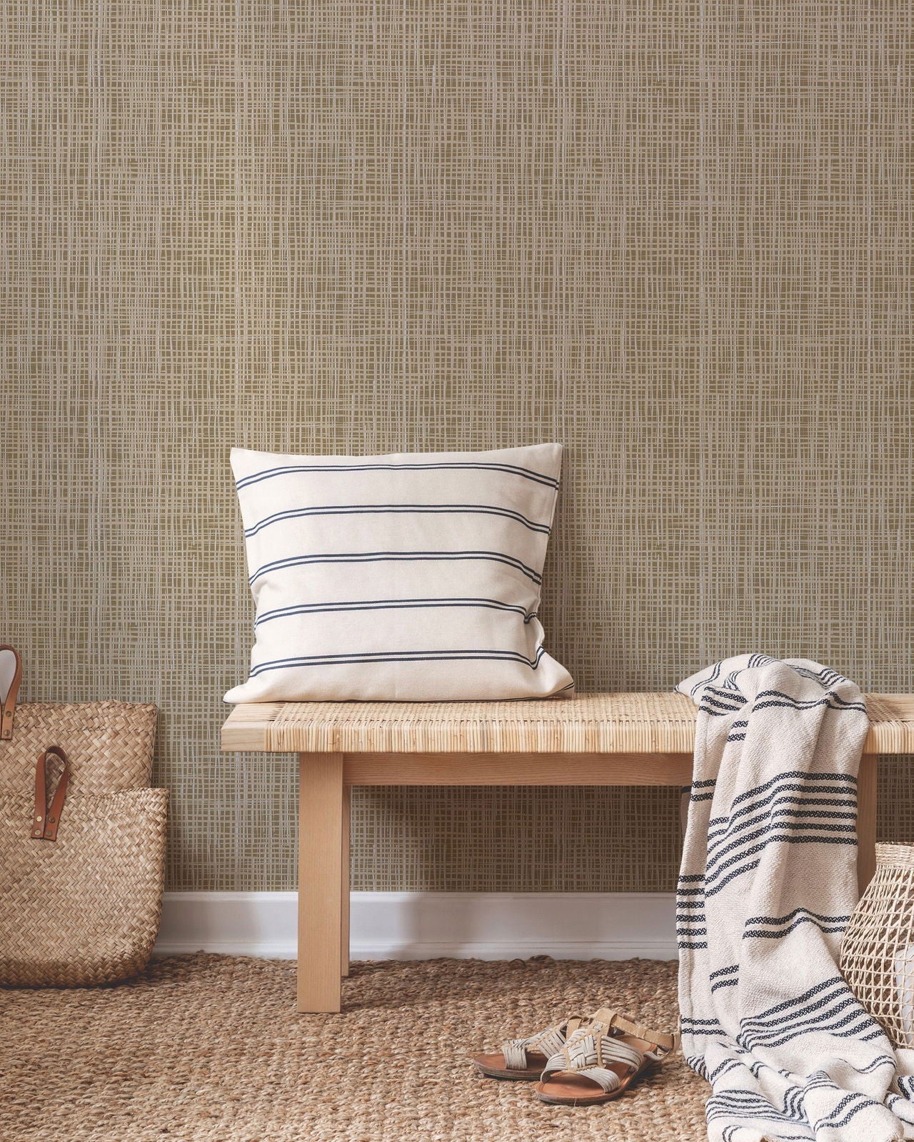 Brown Plaid Peel and Stick Wallpaper, Removable Wallpaper, Traditional Wallpaper | DeccoPrint