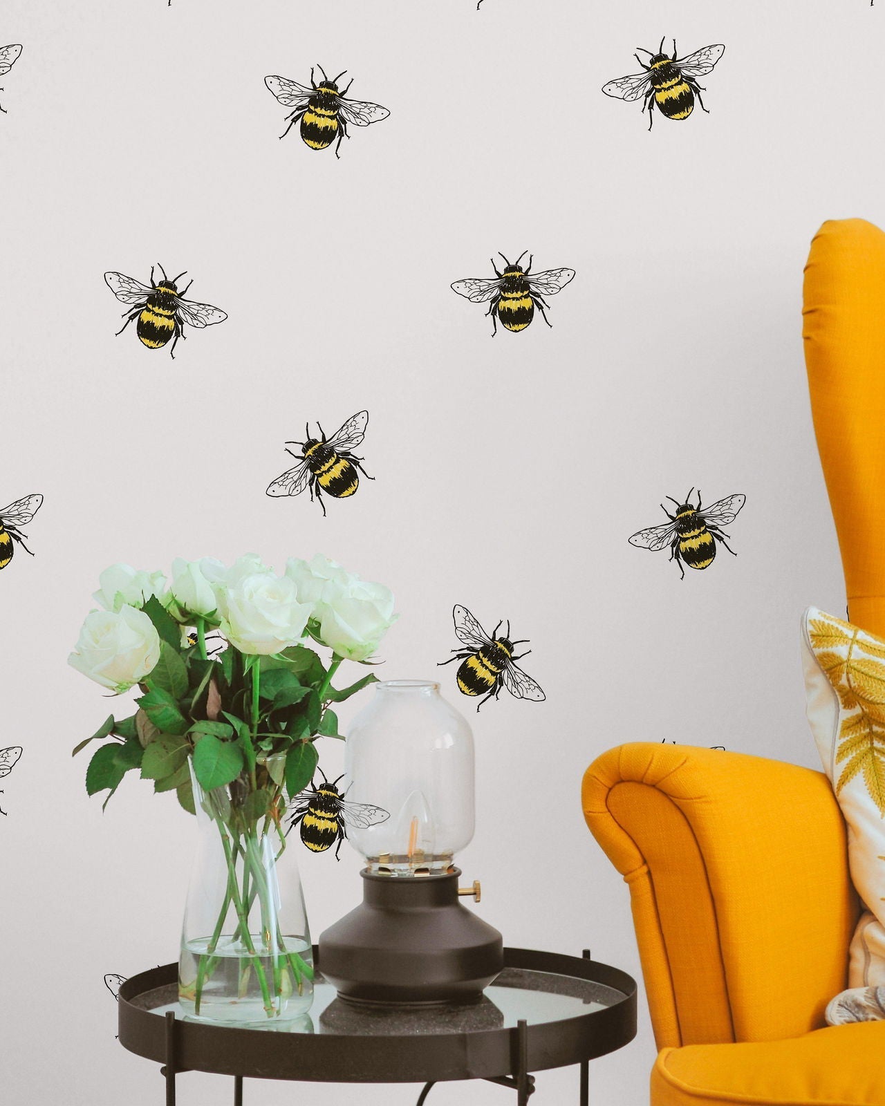 Busy Bees Peel and Stick Wallpaper, Removable Wallpaper, Traditional Wallpaper | DeccoPrint