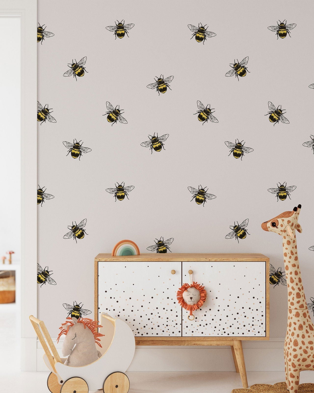 Busy Bees Peel and Stick Wallpaper, Removable Wallpaper, Traditional Wallpaper | DeccoPrint