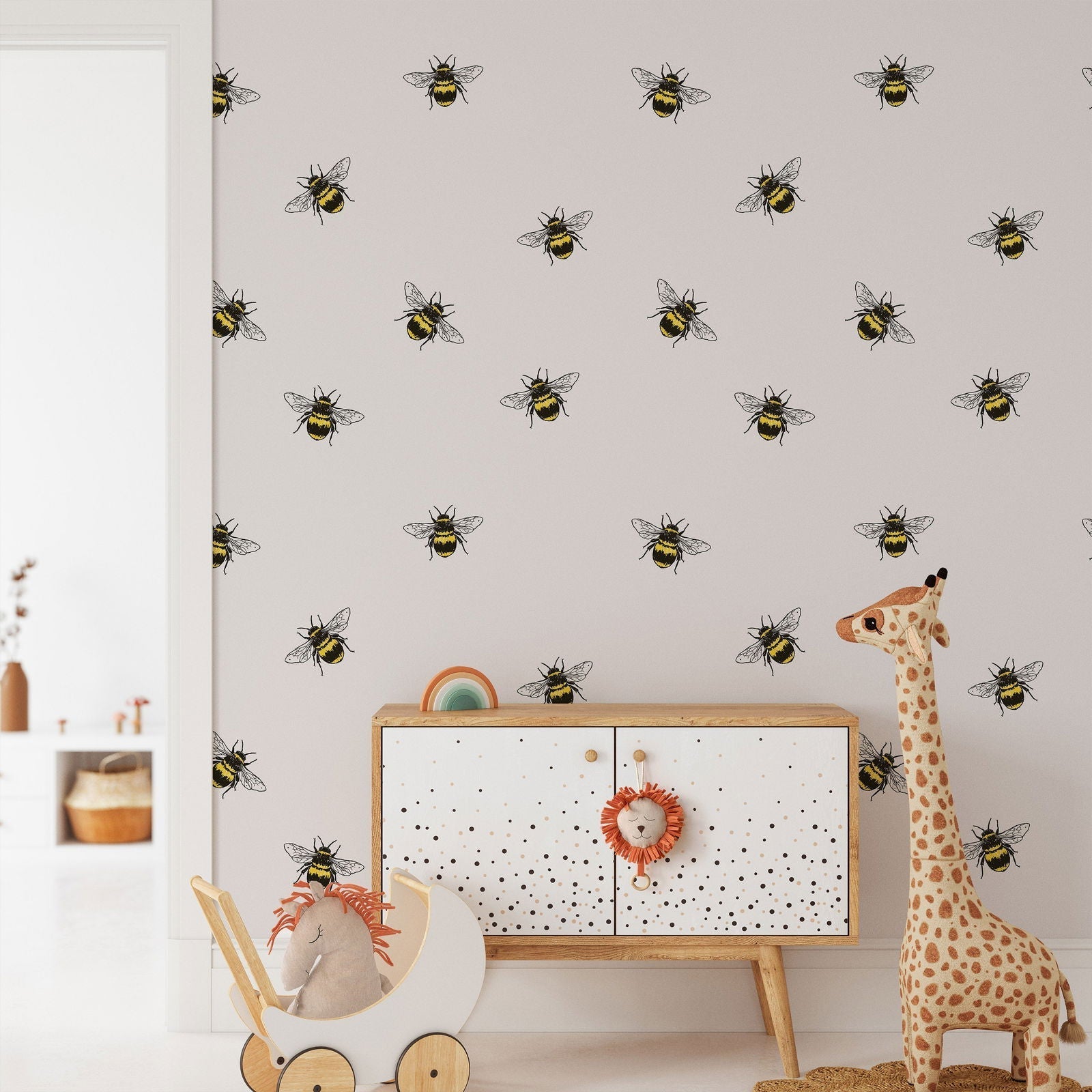 Busy Bees Peel and Stick Wallpaper, Removable Wallpaper, Traditional Wallpaper | DeccoPrint