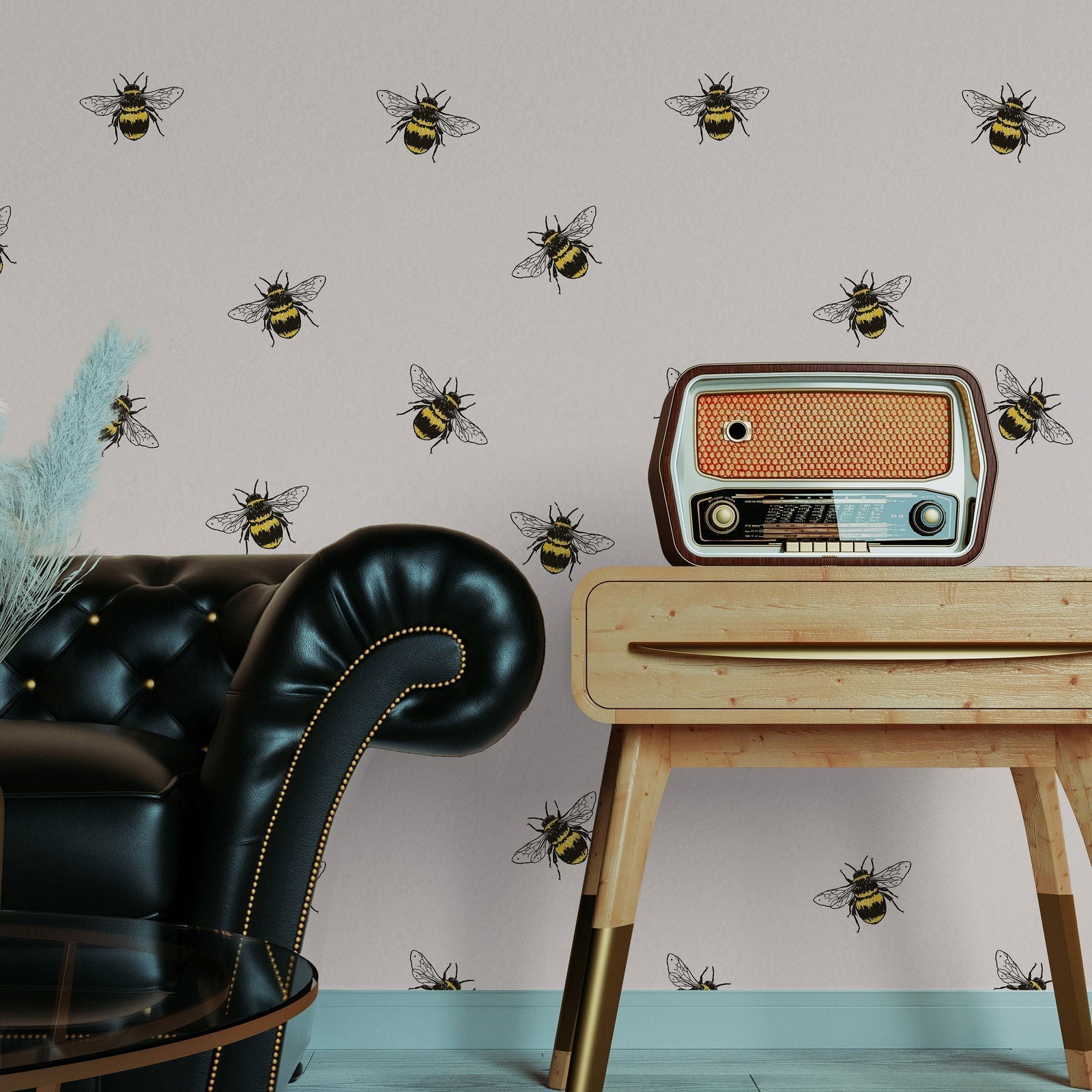Busy Bees Peel and Stick Wallpaper, Removable Wallpaper, Traditional Wallpaper | DeccoPrint