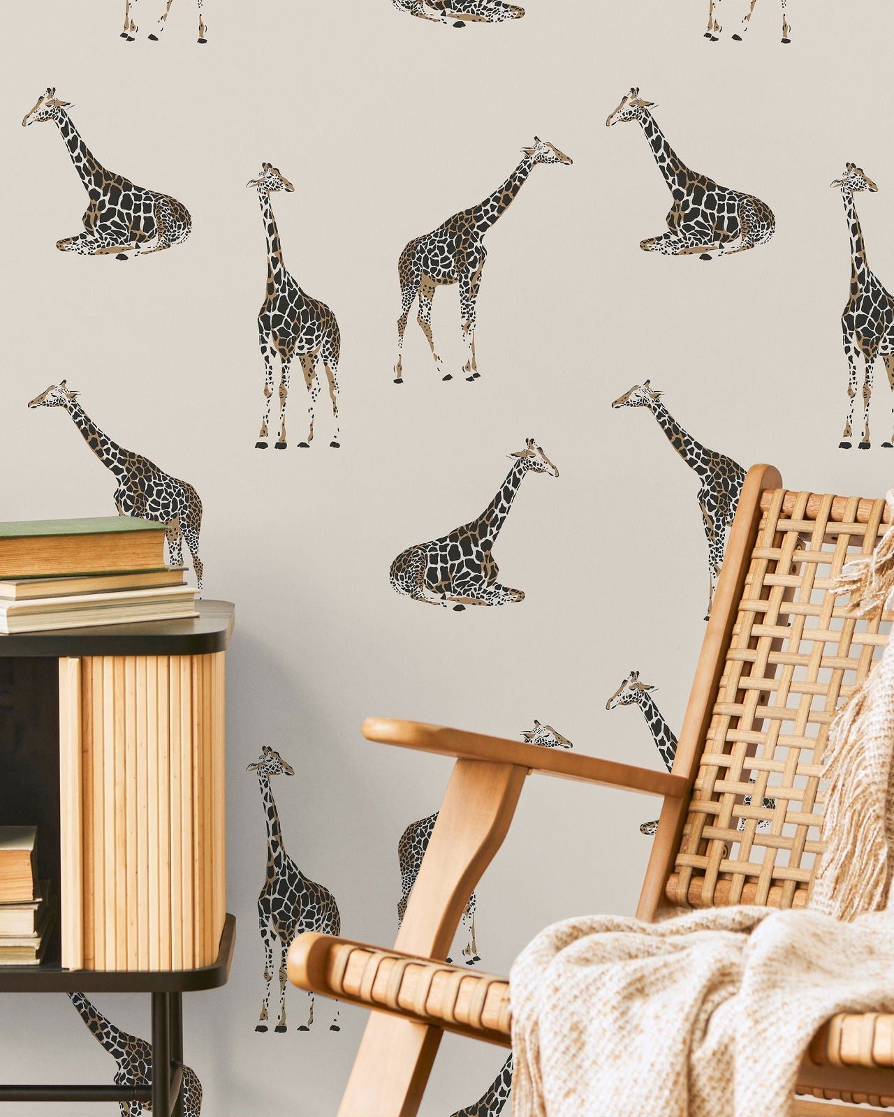 Calm Giraffe Peel and Stick Wallpaper, Removable Wallpaper, Traditional Wallpaper | DeccoPrint