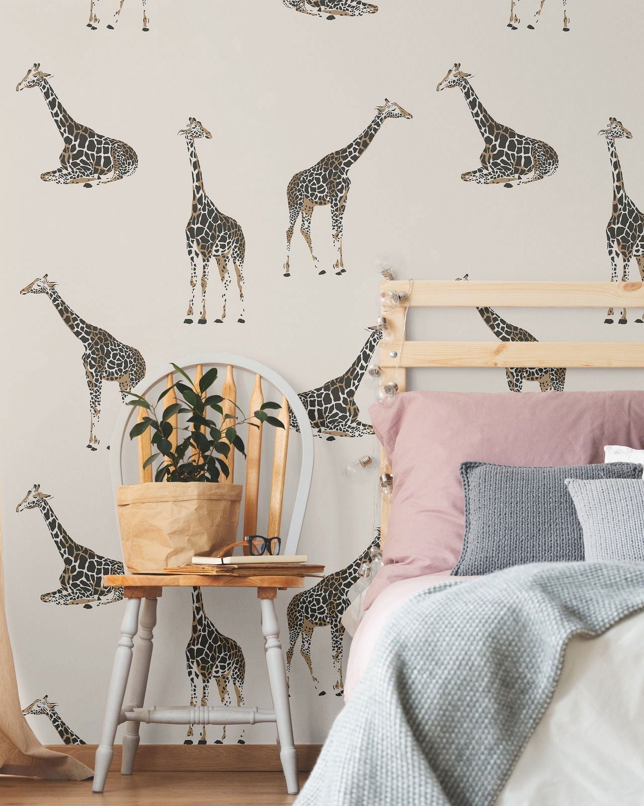 Calm Giraffe Peel and Stick Wallpaper, Removable Wallpaper, Traditional Wallpaper | DeccoPrint