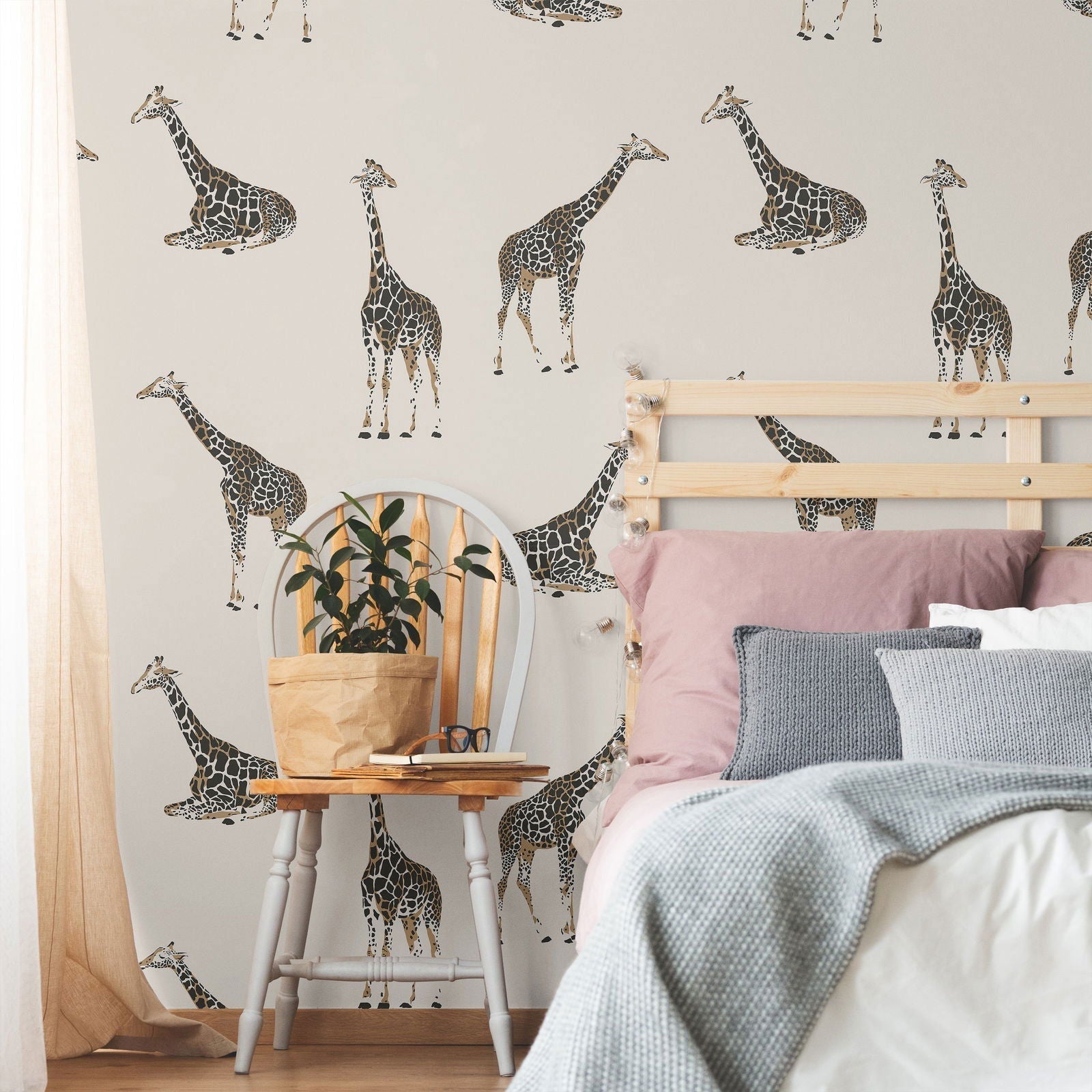 Calm Giraffe Peel and Stick Wallpaper, Removable Wallpaper, Traditional Wallpaper | DeccoPrint
