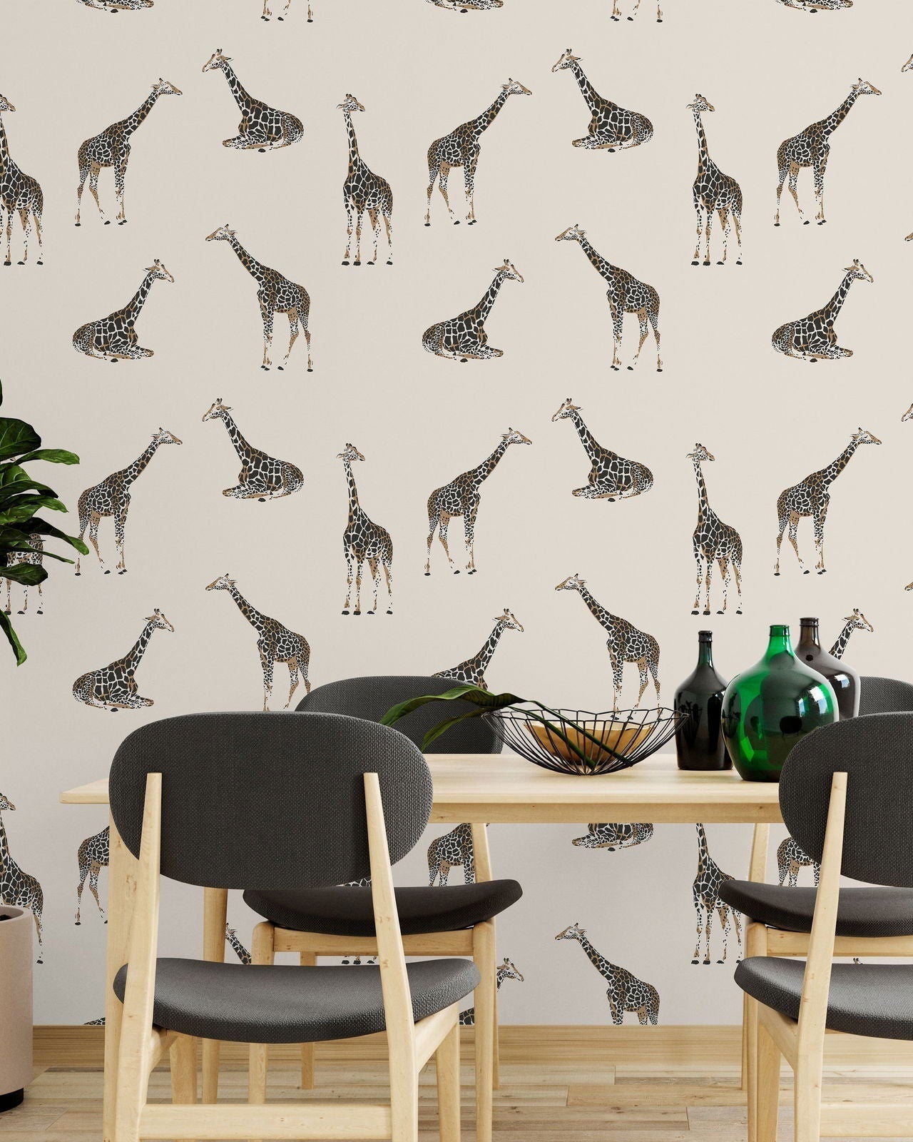Calm Giraffe Peel and Stick Wallpaper, Removable Wallpaper, Traditional Wallpaper | DeccoPrint