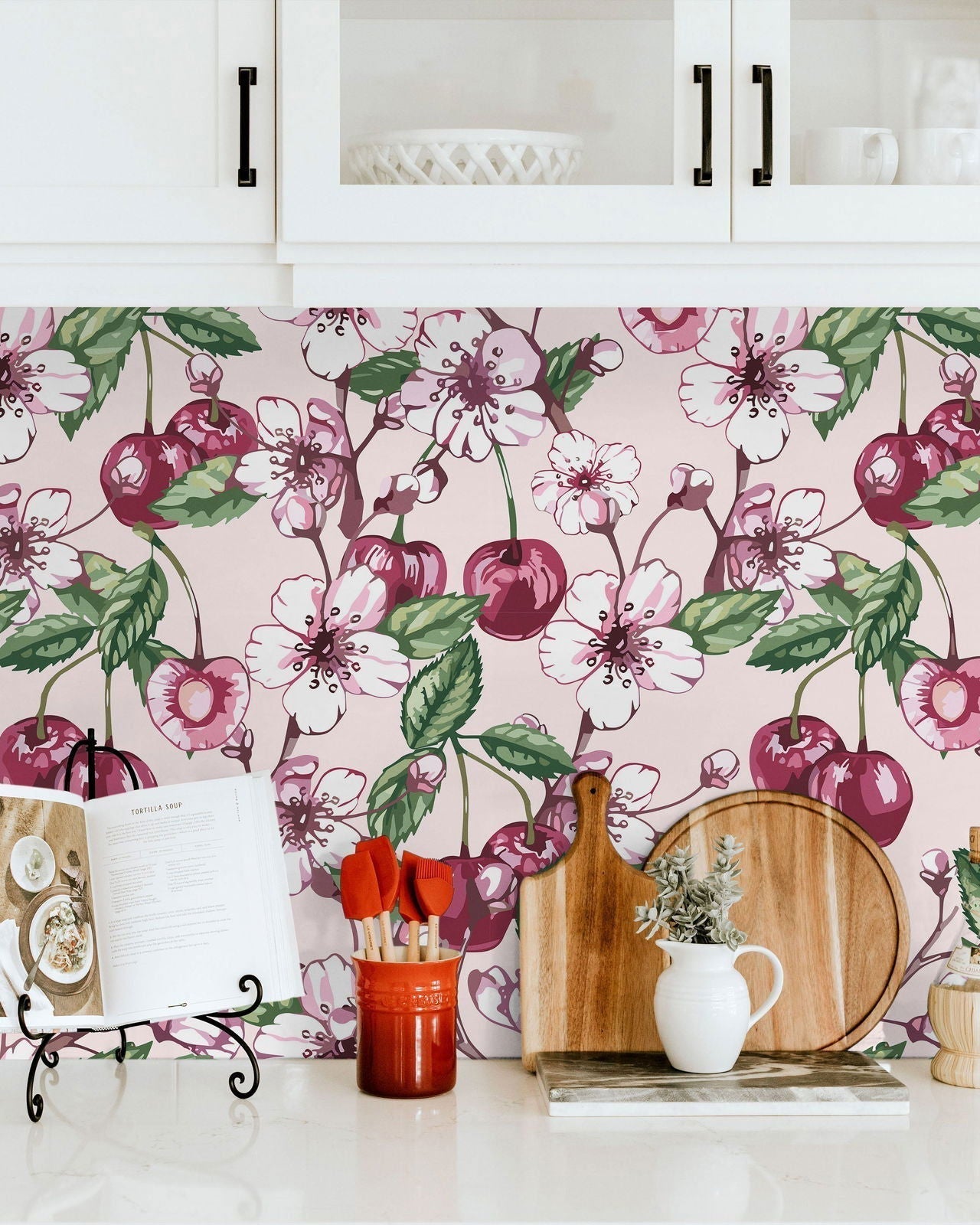 Cherry Love Peel and Stick Wallpaper, Removable Wallpaper, Traditional Wallpaper | DeccoPrint