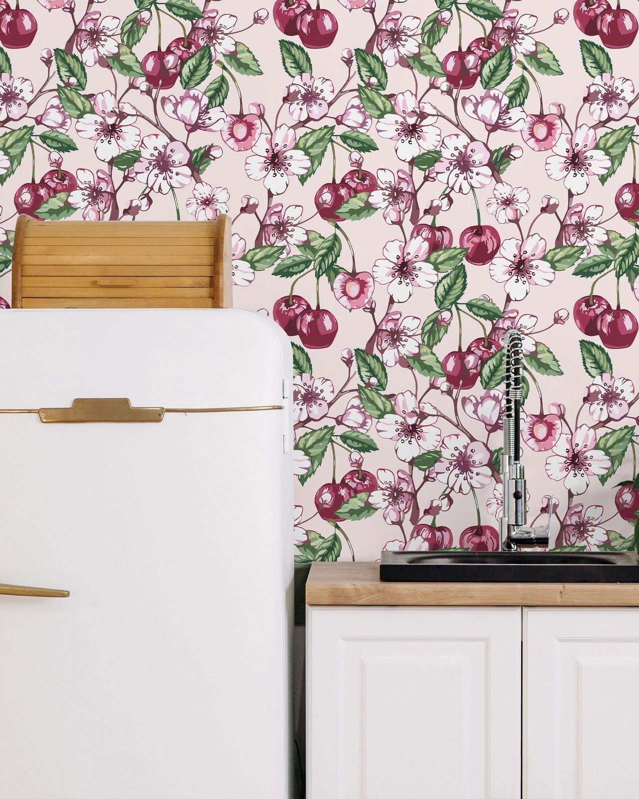 Cherry Love Peel and Stick Wallpaper, Removable Wallpaper, Traditional Wallpaper | DeccoPrint