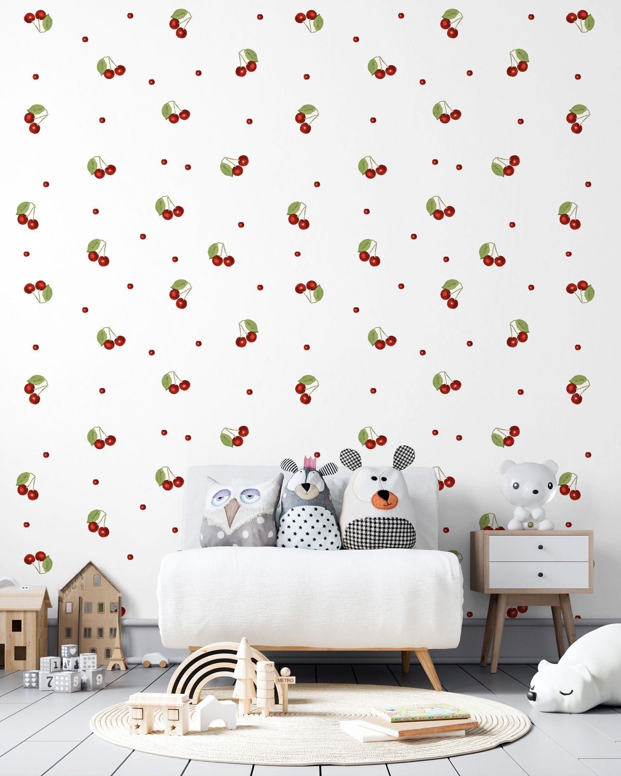 Cherry Sparkle Peel and Stick Wallpaper, Removable Wallpaper, Traditional Wallpaper | DeccoPrint