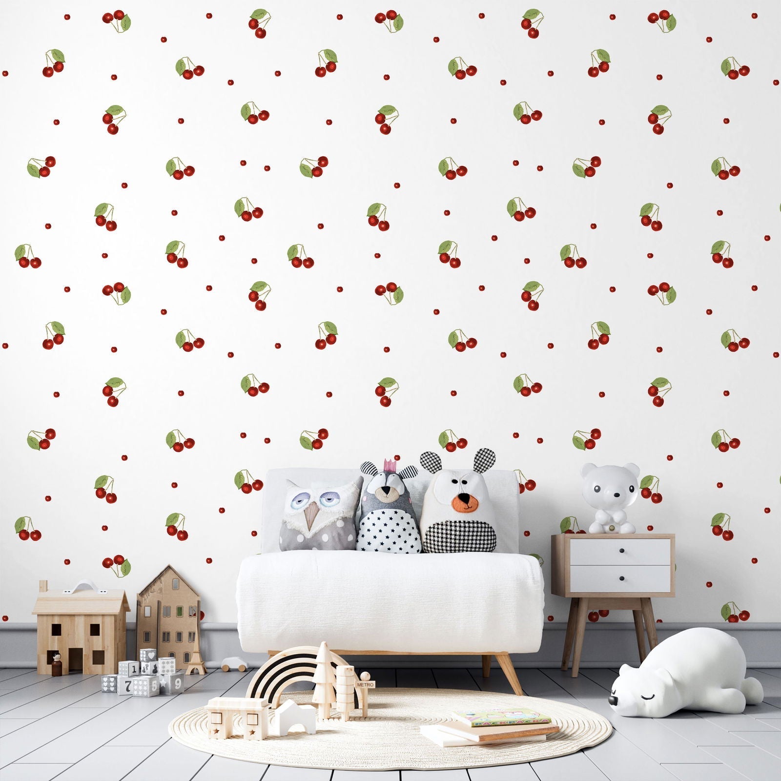 Cherry Sparkle Peel and Stick Wallpaper, Removable Wallpaper, Traditional Wallpaper | DeccoPrint