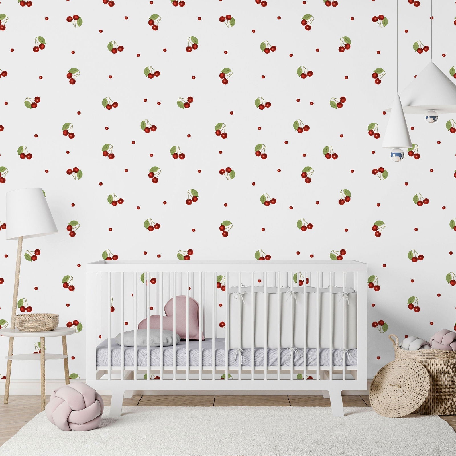 Cherry Sparkle Peel and Stick Wallpaper, Removable Wallpaper, Traditional Wallpaper | DeccoPrint