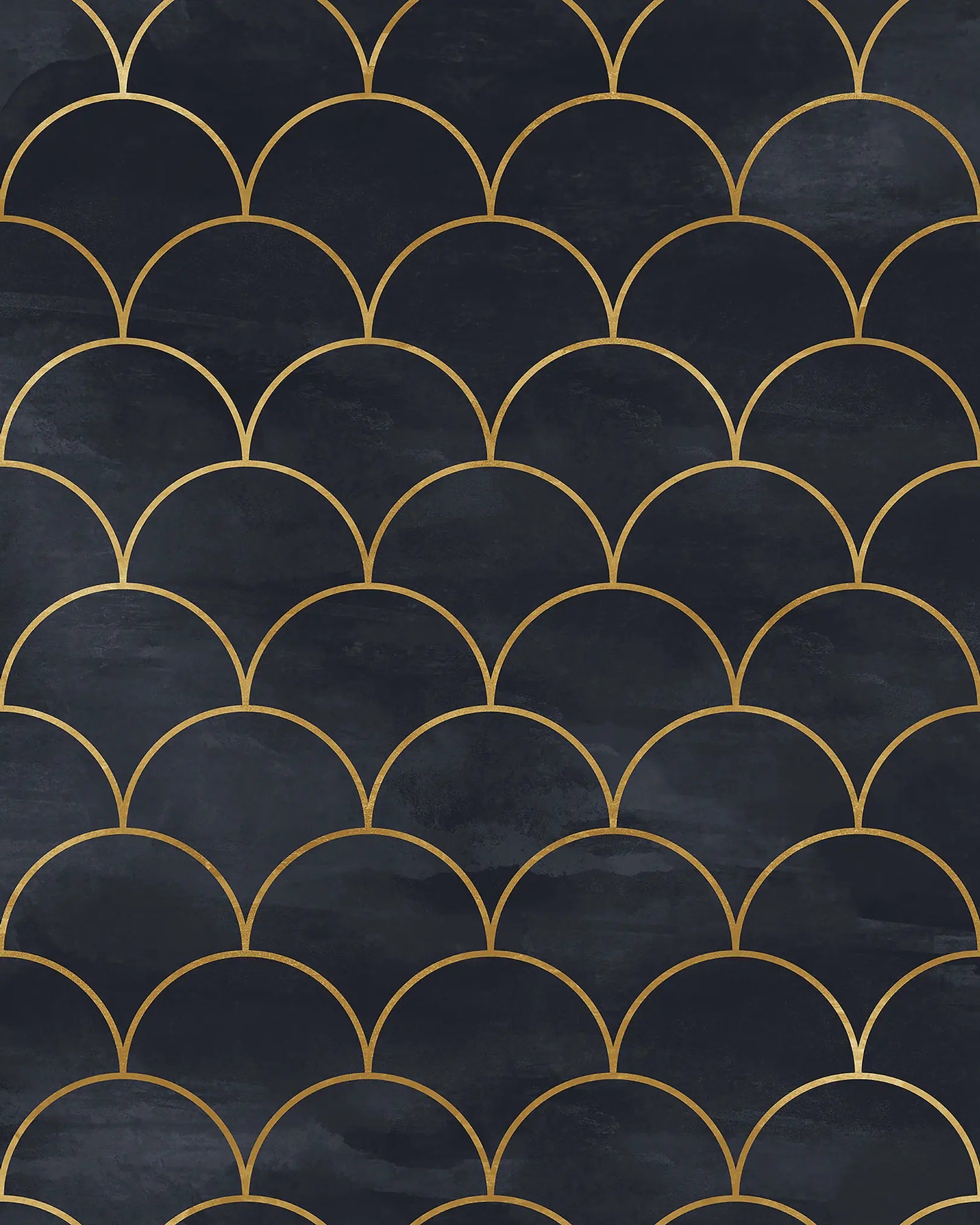 Gold fish scale pattern on a black background