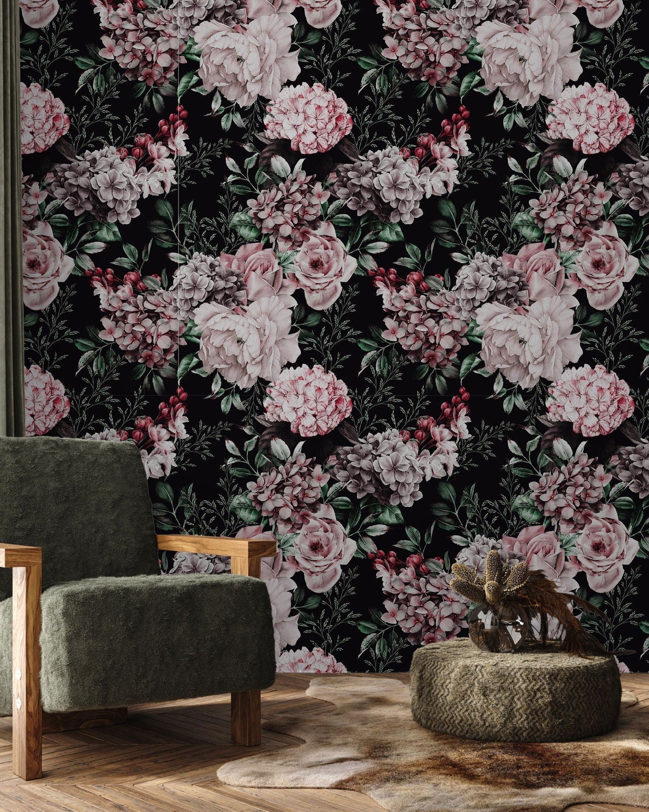 Classic Flowers Peel and Stick Wallpaper, Removable Wallpaper, Traditional Wallpaper | DeccoPrint