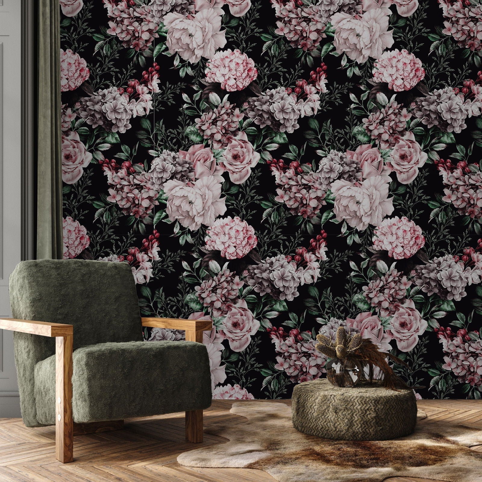 Classic Flowers Peel and Stick Wallpaper, Removable Wallpaper, Traditional Wallpaper | DeccoPrint
