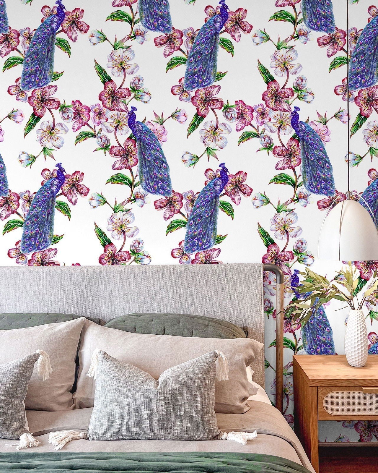 Classic Peacocks Peel and Stick Wallpaper, Removable Wallpaper, Traditional Wallpaper | DeccoPrint