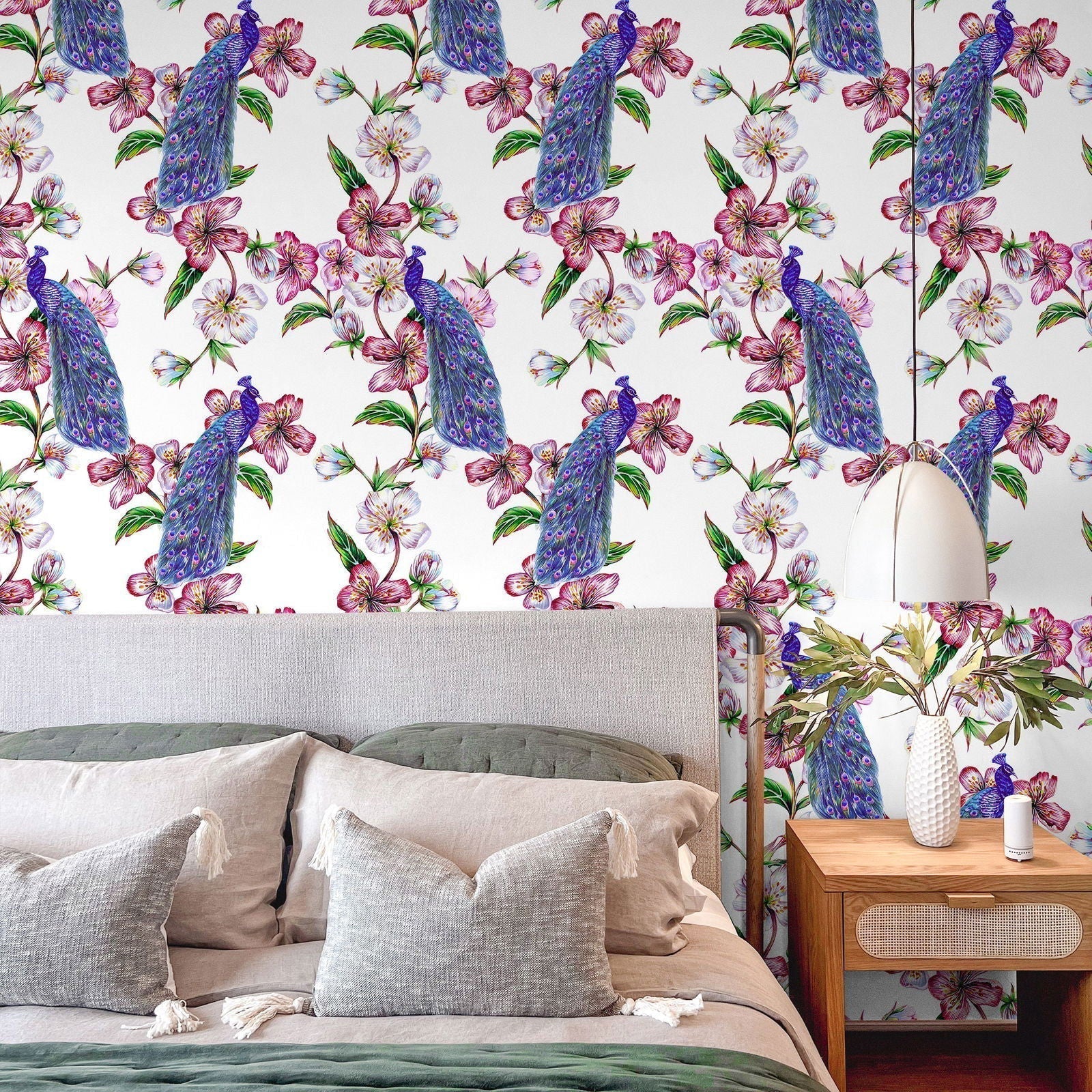 Classic Peacocks Peel and Stick Wallpaper, Removable Wallpaper, Traditional Wallpaper | DeccoPrint