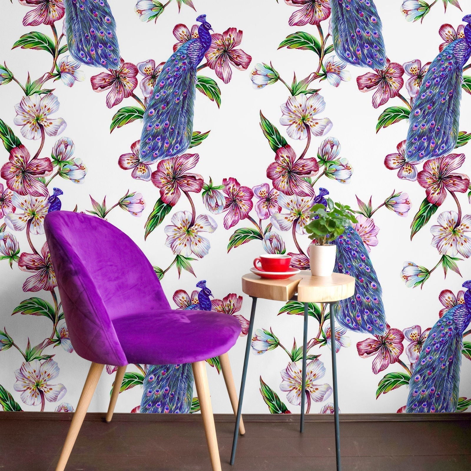 Classic Peacocks Peel and Stick Wallpaper, Removable Wallpaper, Traditional Wallpaper | DeccoPrint