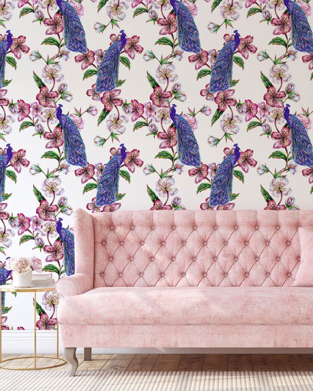 Classic Peacocks Peel and Stick Wallpaper, Removable Wallpaper, Traditional Wallpaper | DeccoPrint