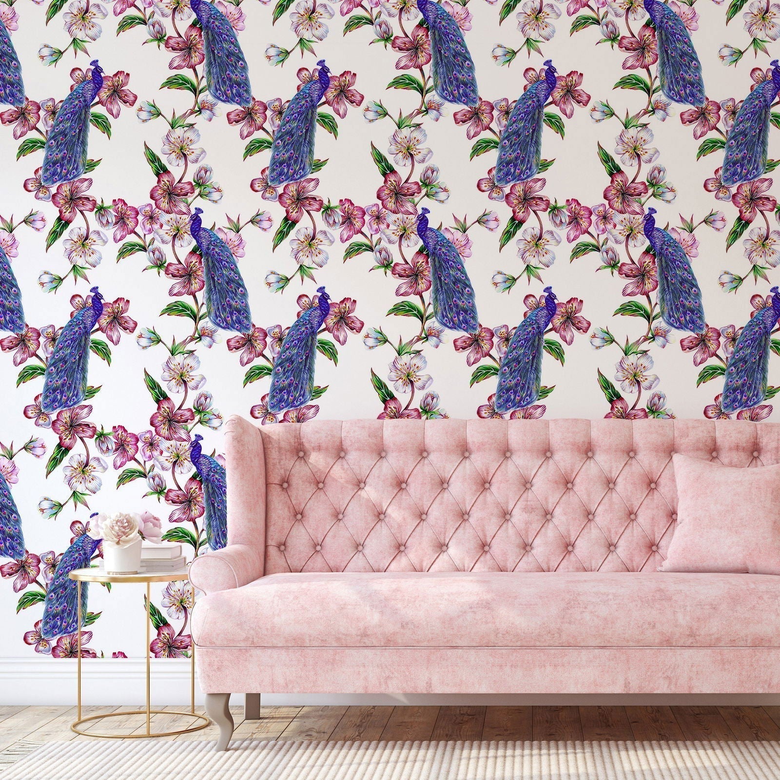 Classic Peacocks Peel and Stick Wallpaper, Removable Wallpaper, Traditional Wallpaper | DeccoPrint