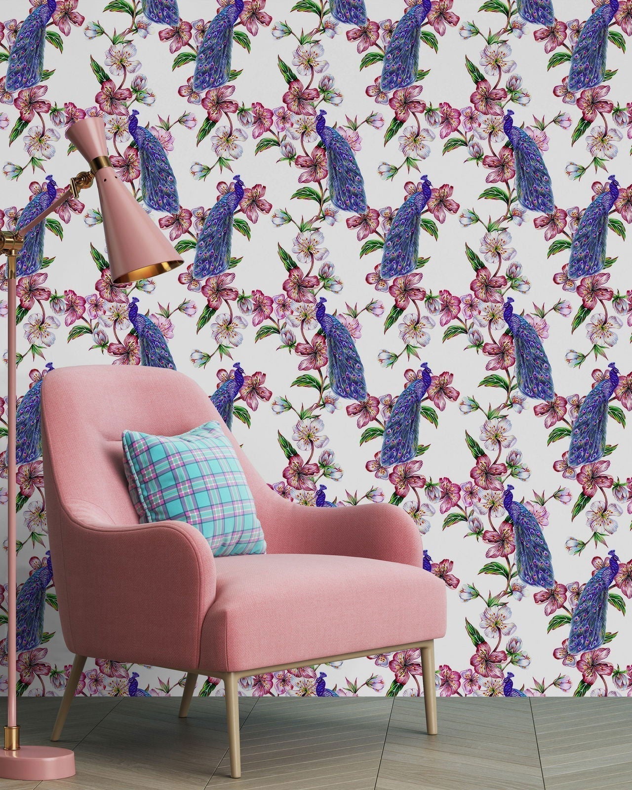 Classic Peacocks Peel and Stick Wallpaper, Removable Wallpaper, Traditional Wallpaper | DeccoPrint