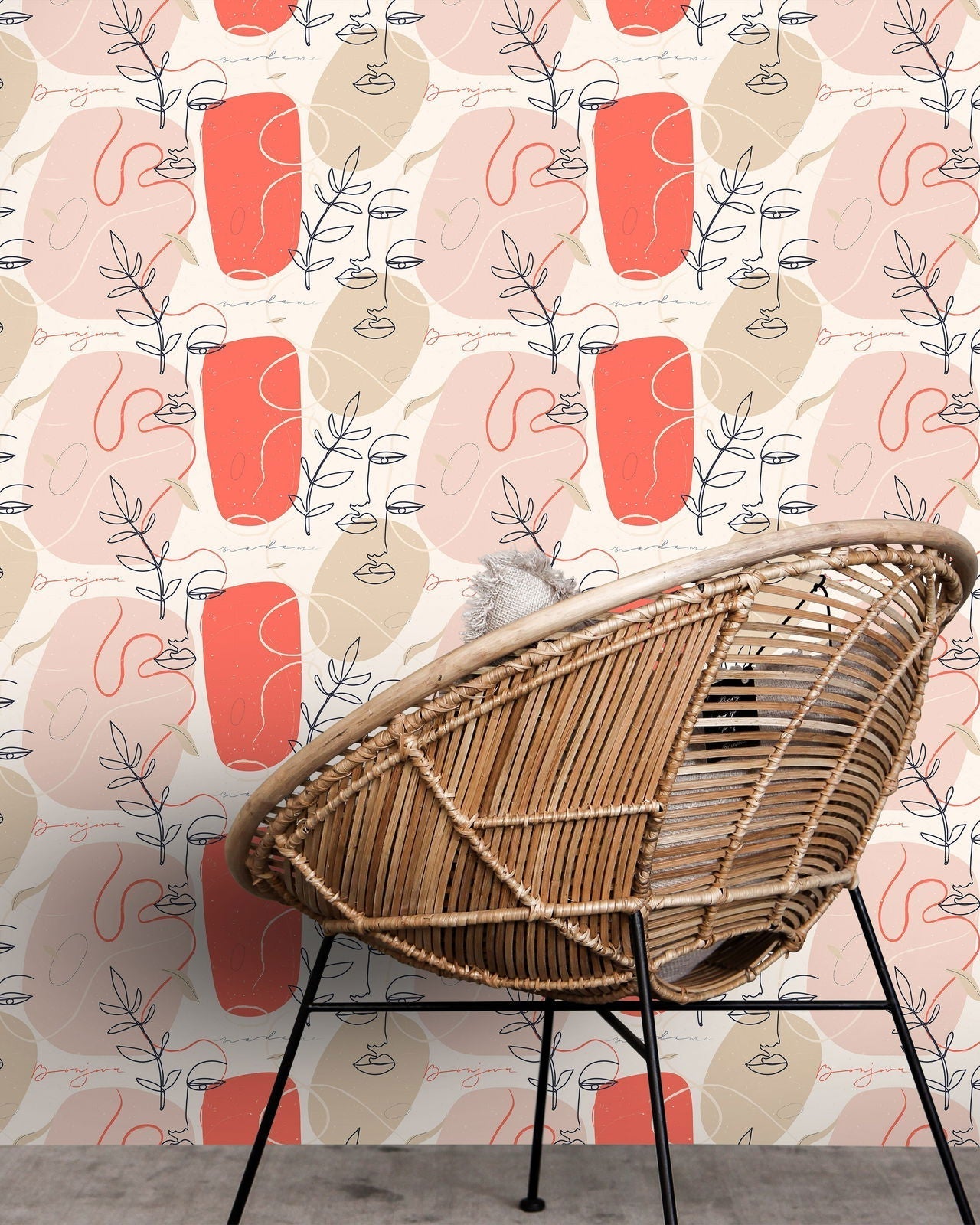 Continuous Lines Peel and Stick Wallpaper, Removable Wallpaper, Traditional Wallpaper | DeccoPrint