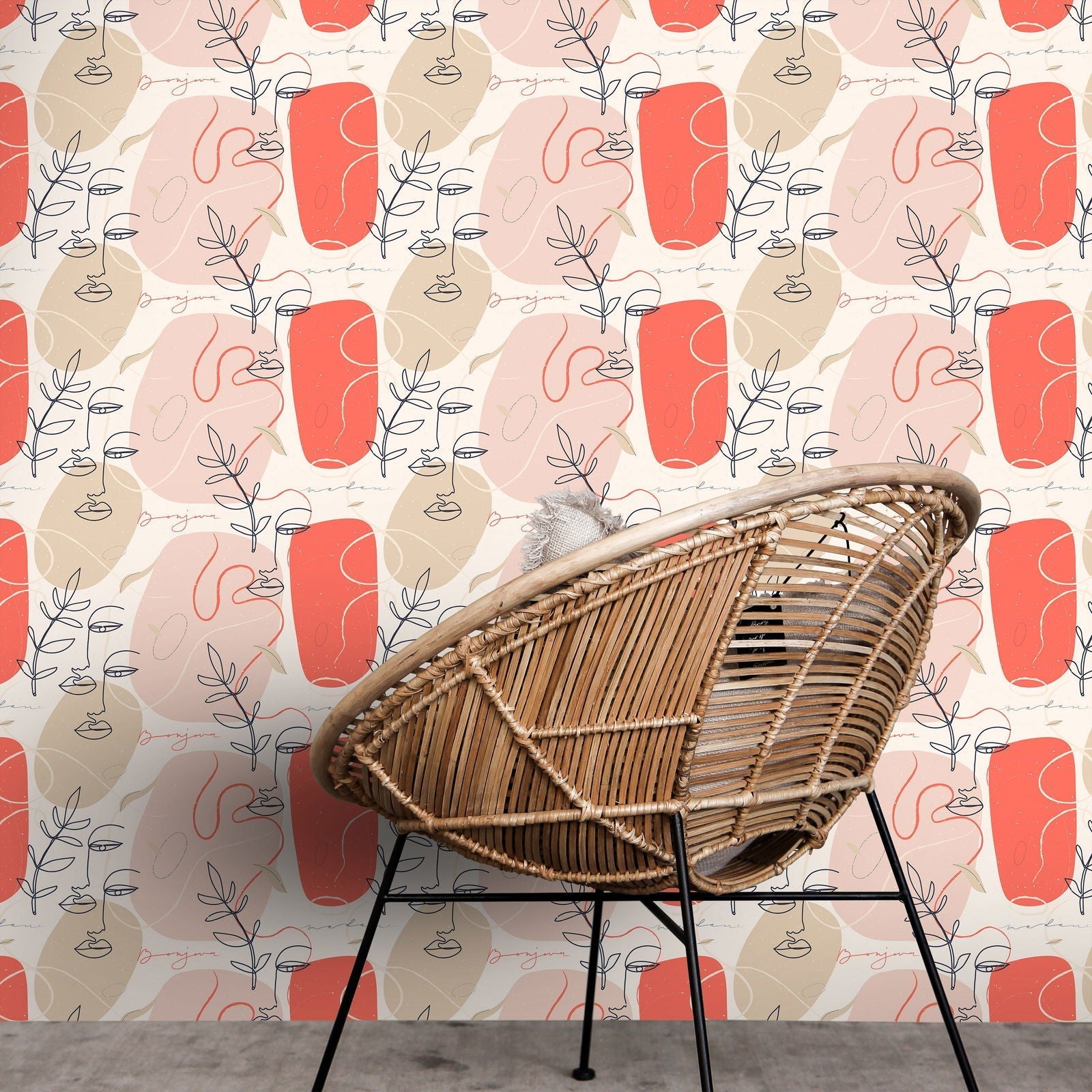 Continuous Lines Peel and Stick Wallpaper, Removable Wallpaper, Traditional Wallpaper | DeccoPrint