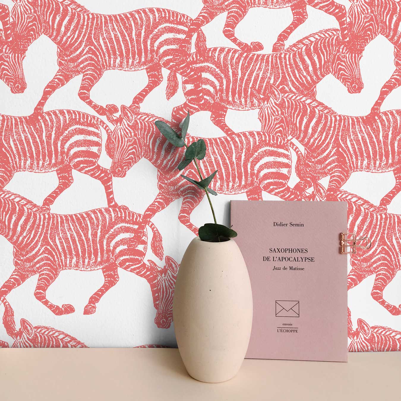 Coral Zebras Peel and Stick Wallpaper, Removable Wallpaper, Traditional Wallpaper | DeccoPrint