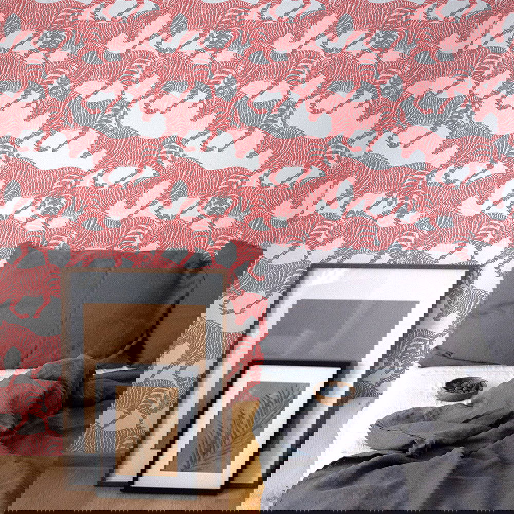 Coral Zebras Peel and Stick Wallpaper, Removable Wallpaper, Traditional Wallpaper | DeccoPrint