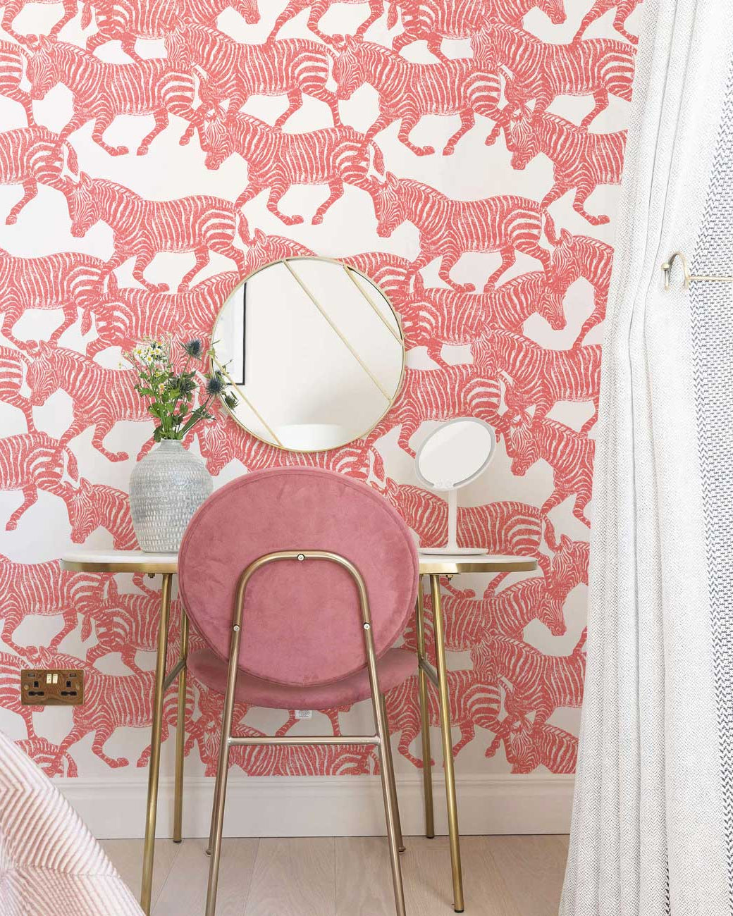 Coral Zebras Peel and Stick Wallpaper, Removable Wallpaper, Traditional Wallpaper | DeccoPrint