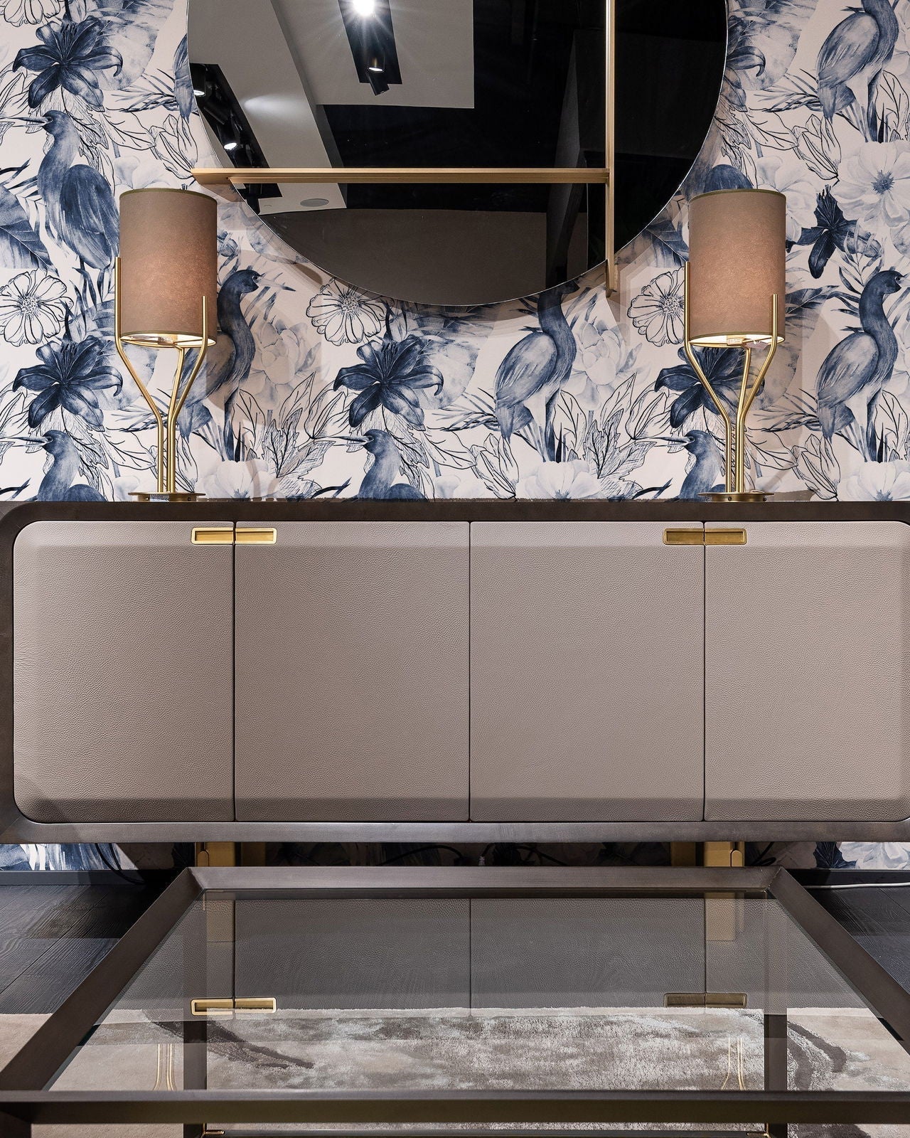 Crane and Flowers Peel and Stick Wallpaper, Removable Wallpaper, Traditional Wallpaper | DeccoPrint