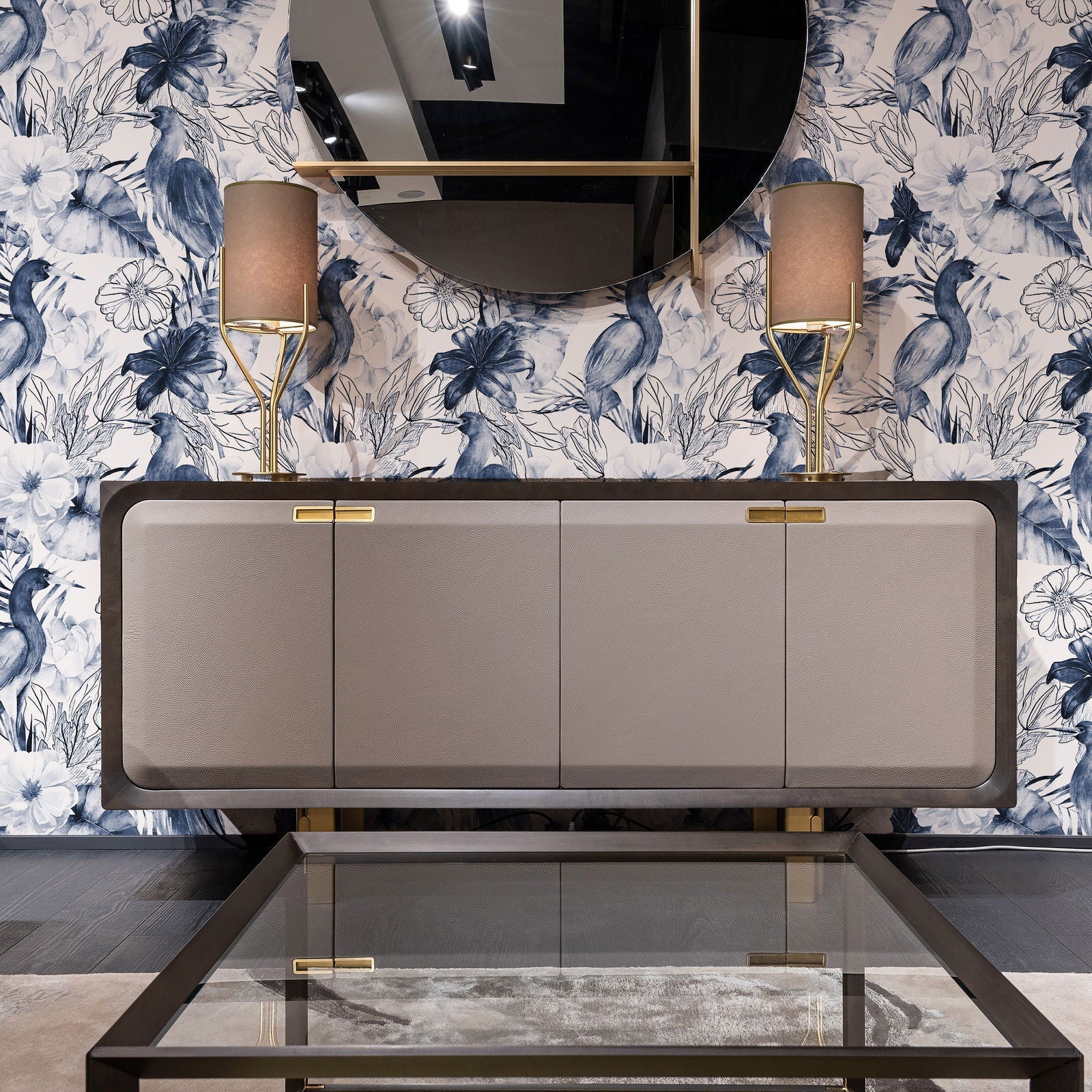 Crane and Flowers Peel and Stick Wallpaper, Removable Wallpaper, Traditional Wallpaper | DeccoPrint