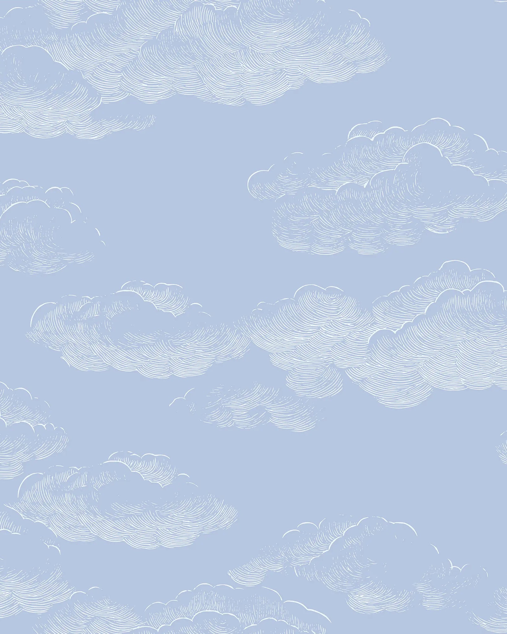 Pattern of white clouds on a light blue background
