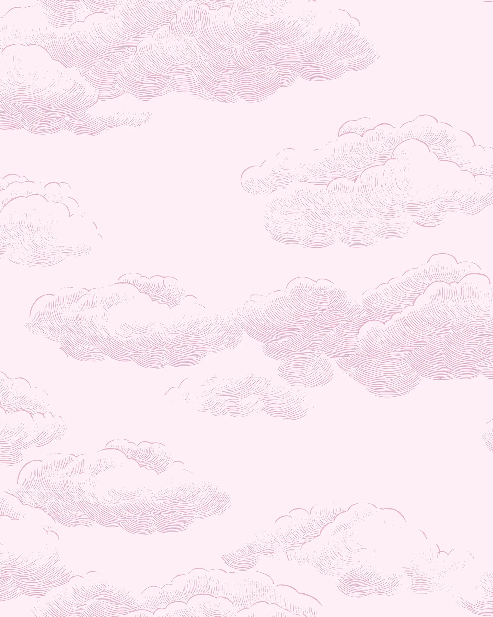 Pattern of stylized clouds in soft pink on a light pink background