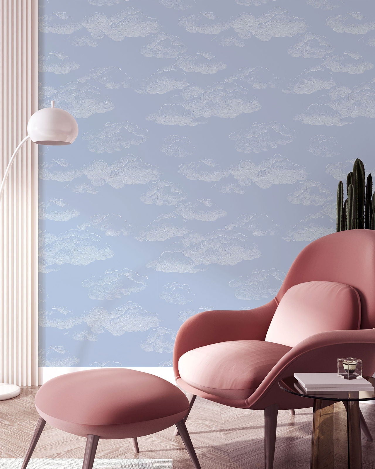 Cute Clouds Peel and Stick Wallpaper, Removable Wallpaper, Traditional Wallpaper - Blue | DeccoPrint