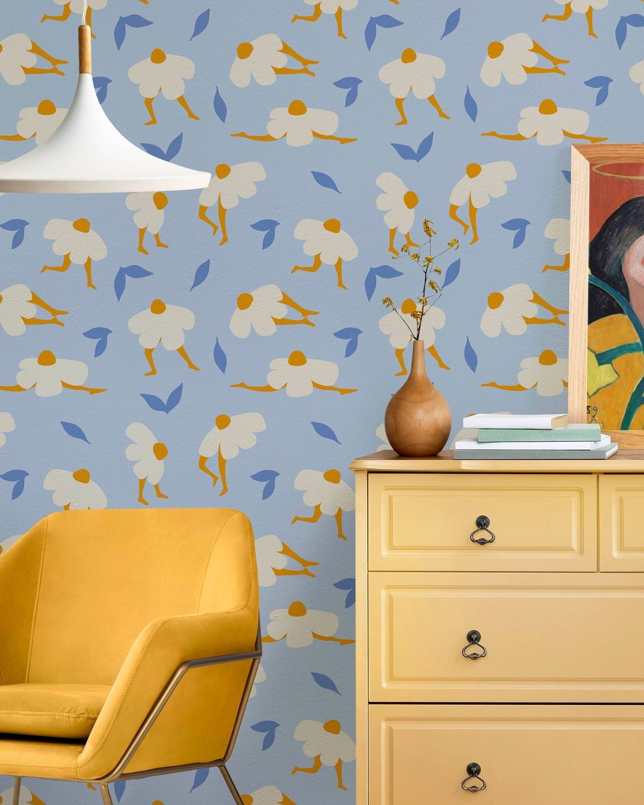 Dancing Daisy Peel and Stick Wallpaper, Removable Wallpaper, Traditional Wallpaper | DeccoPrint