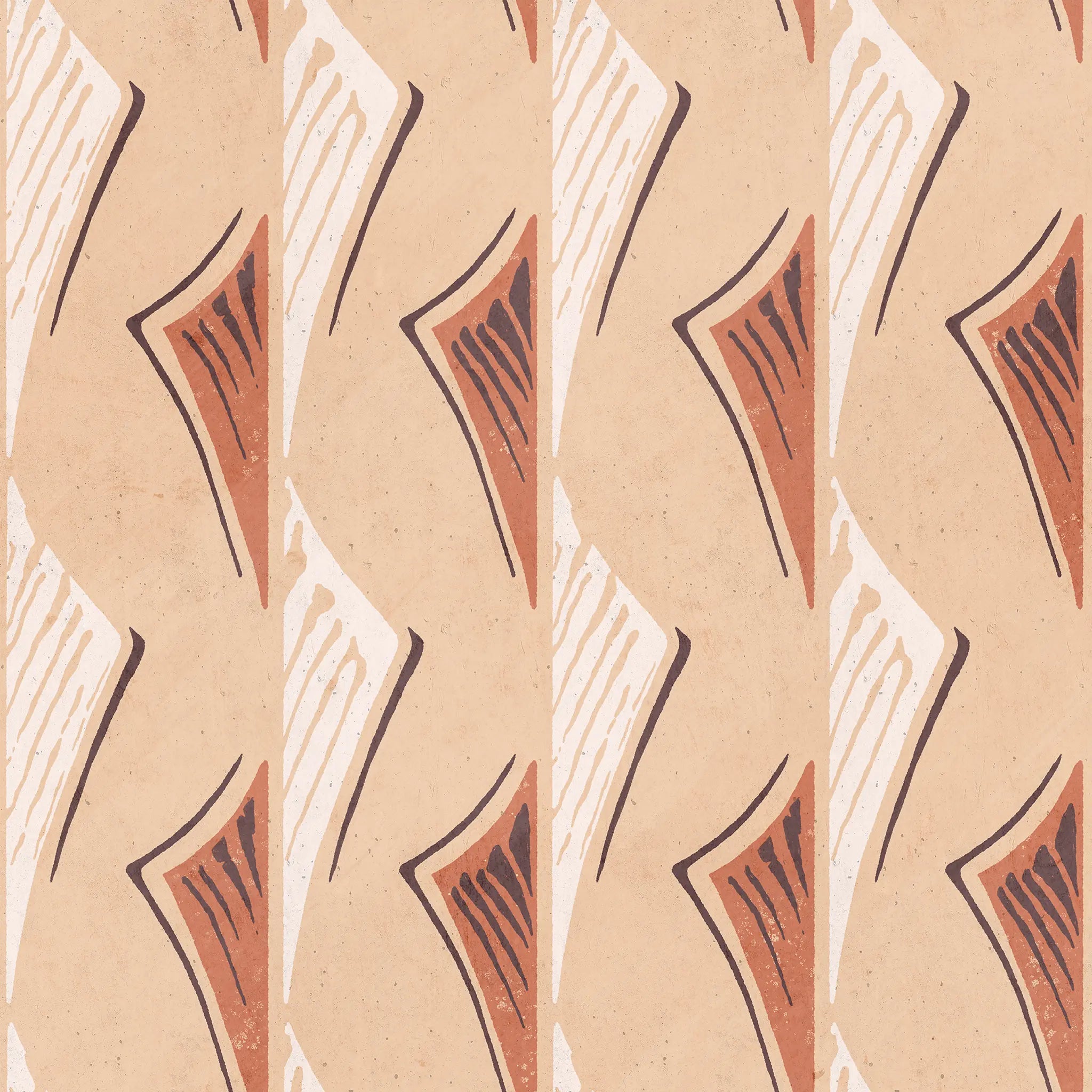 Patterned wallpaper with geometric design on a beige background